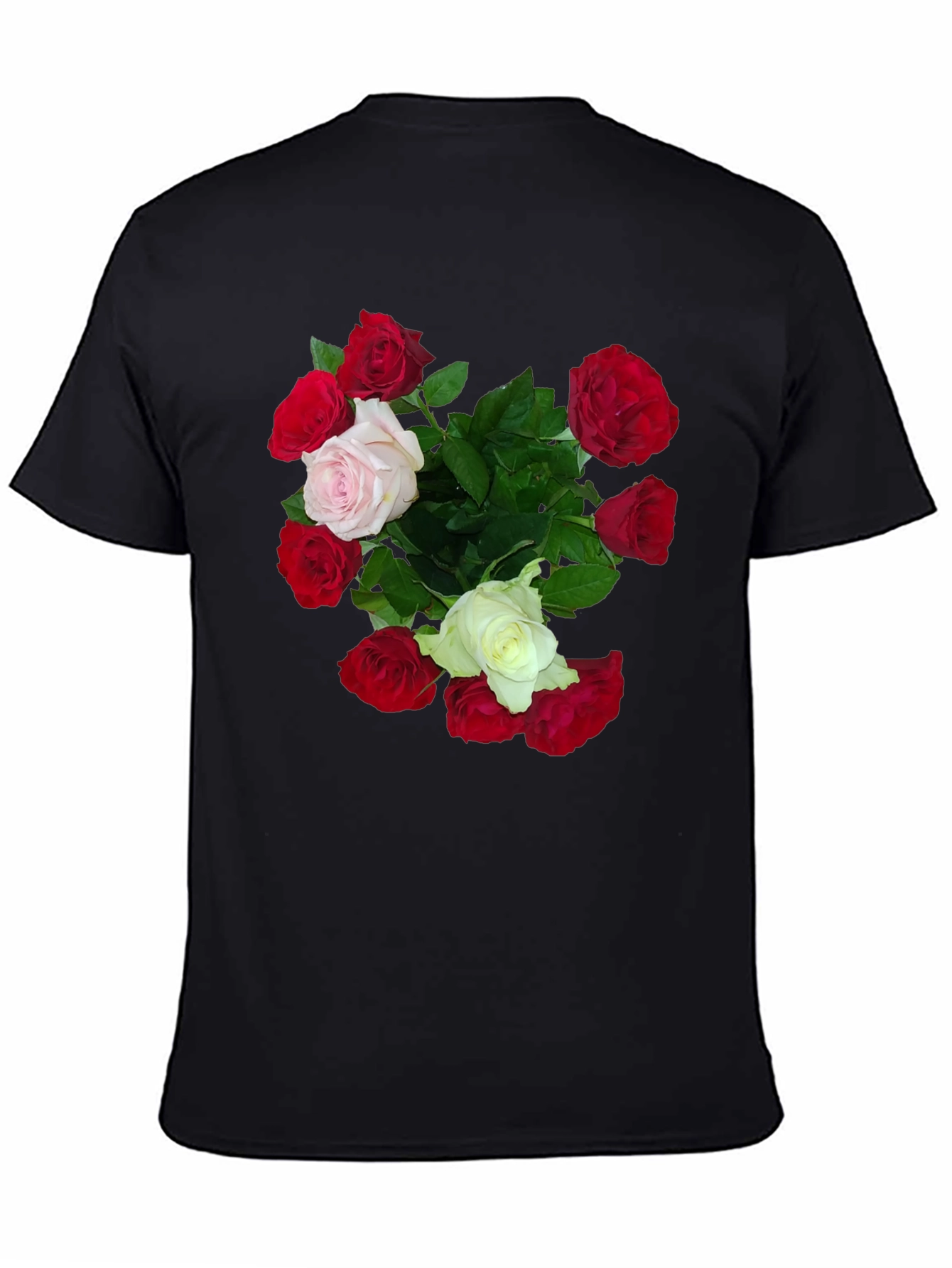 Black Floral Bouquet Graphic Tee - Classic Fit Black T-Shirt view 4