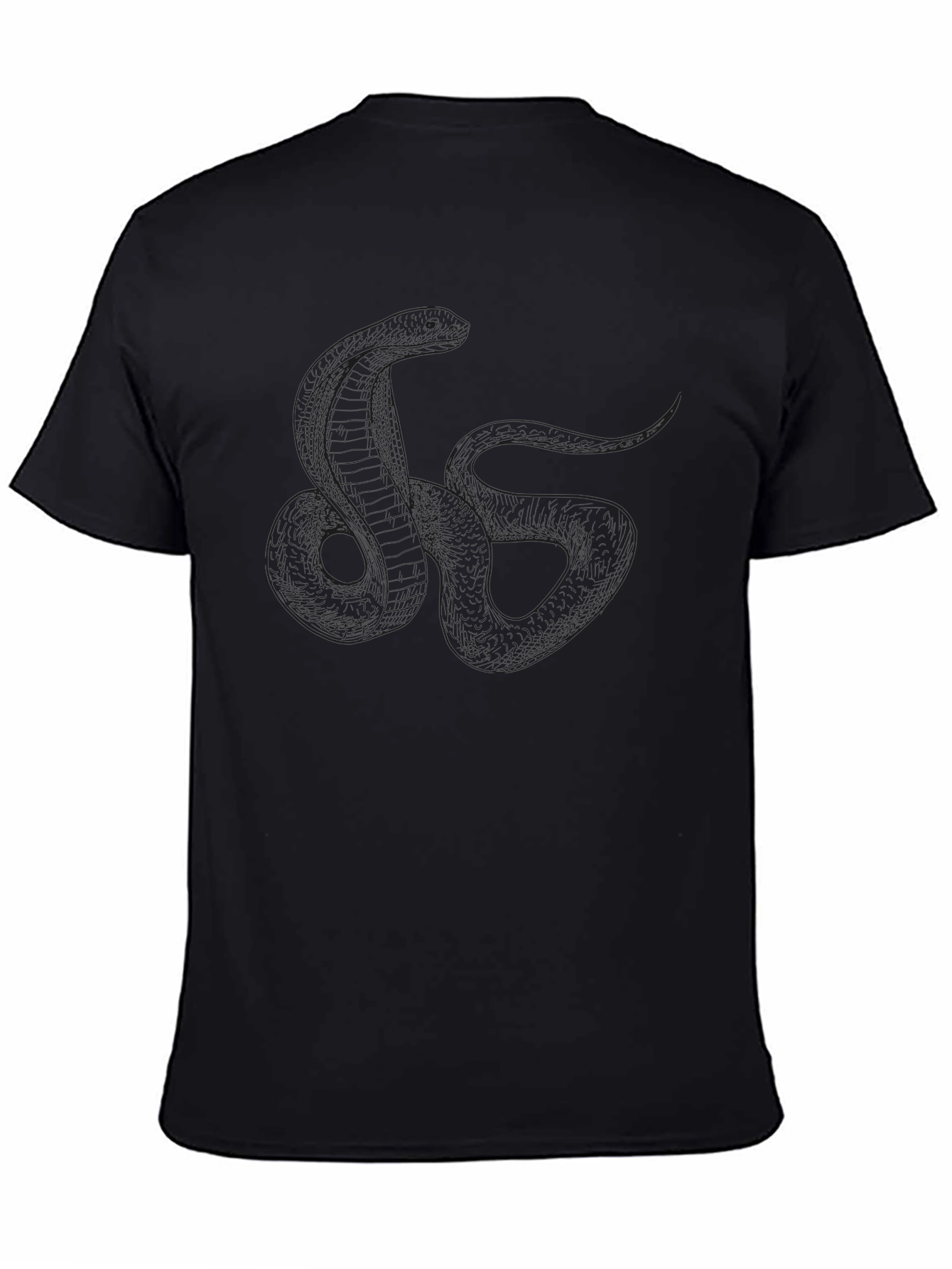 Black Men's Black Snake Print Crew Neck T-Shirt view 4