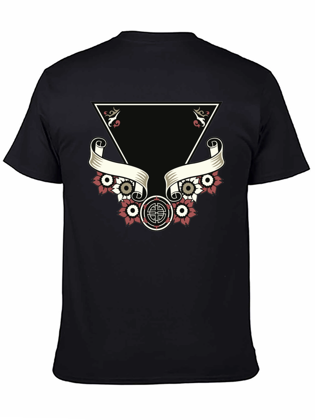 Black Stylish Black Tee with Unique Tattoo-Inspired Graphic view 4