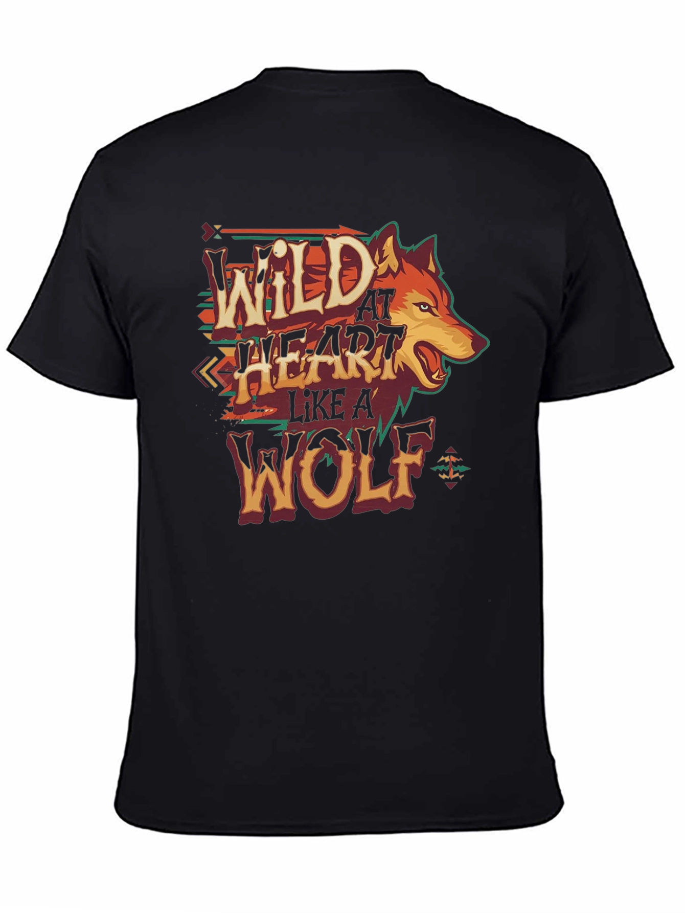 Black Wild at Heart Wolf Graphic T-Shirt view 4