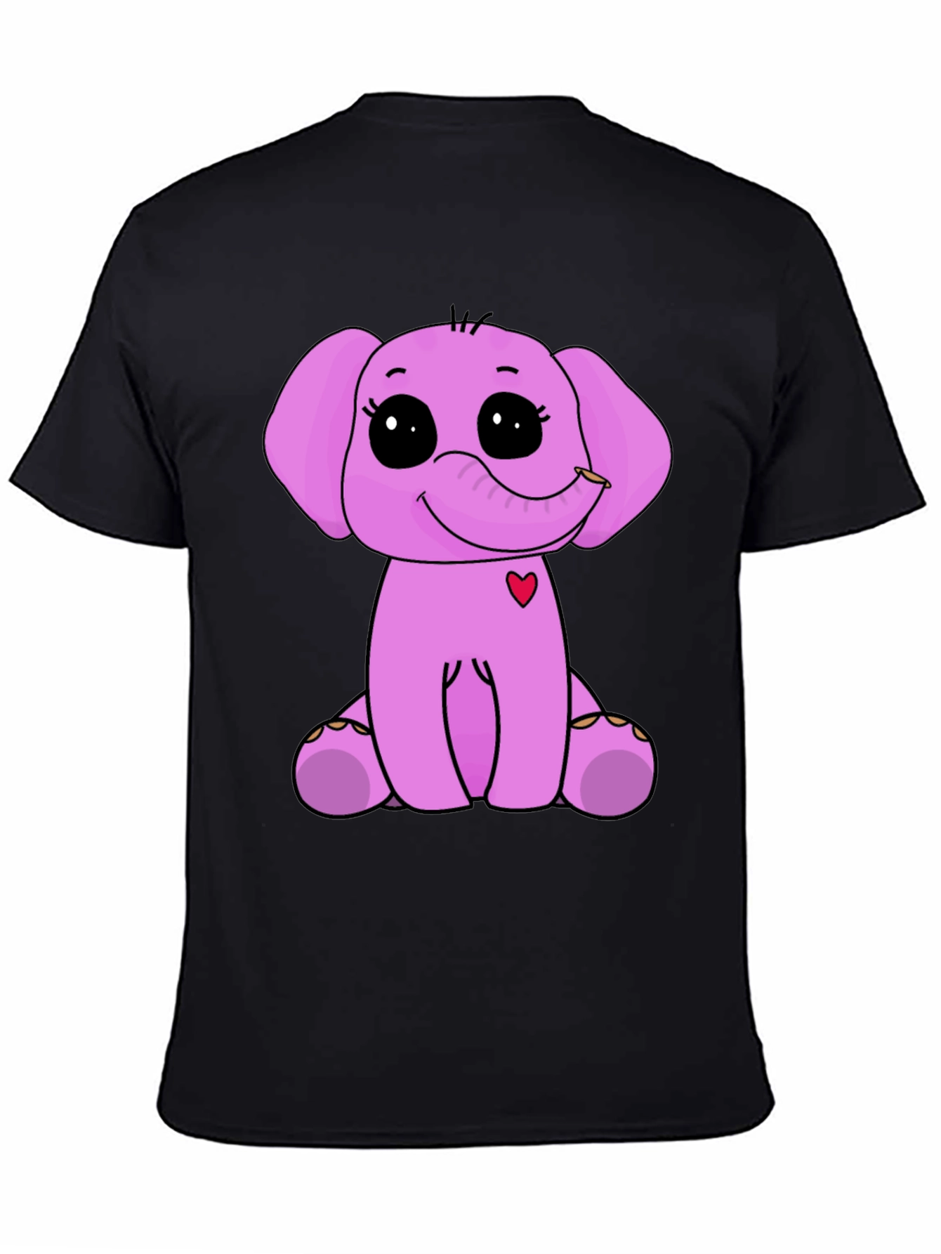 Black Cute Elephant Graphic Tee - Black view 4