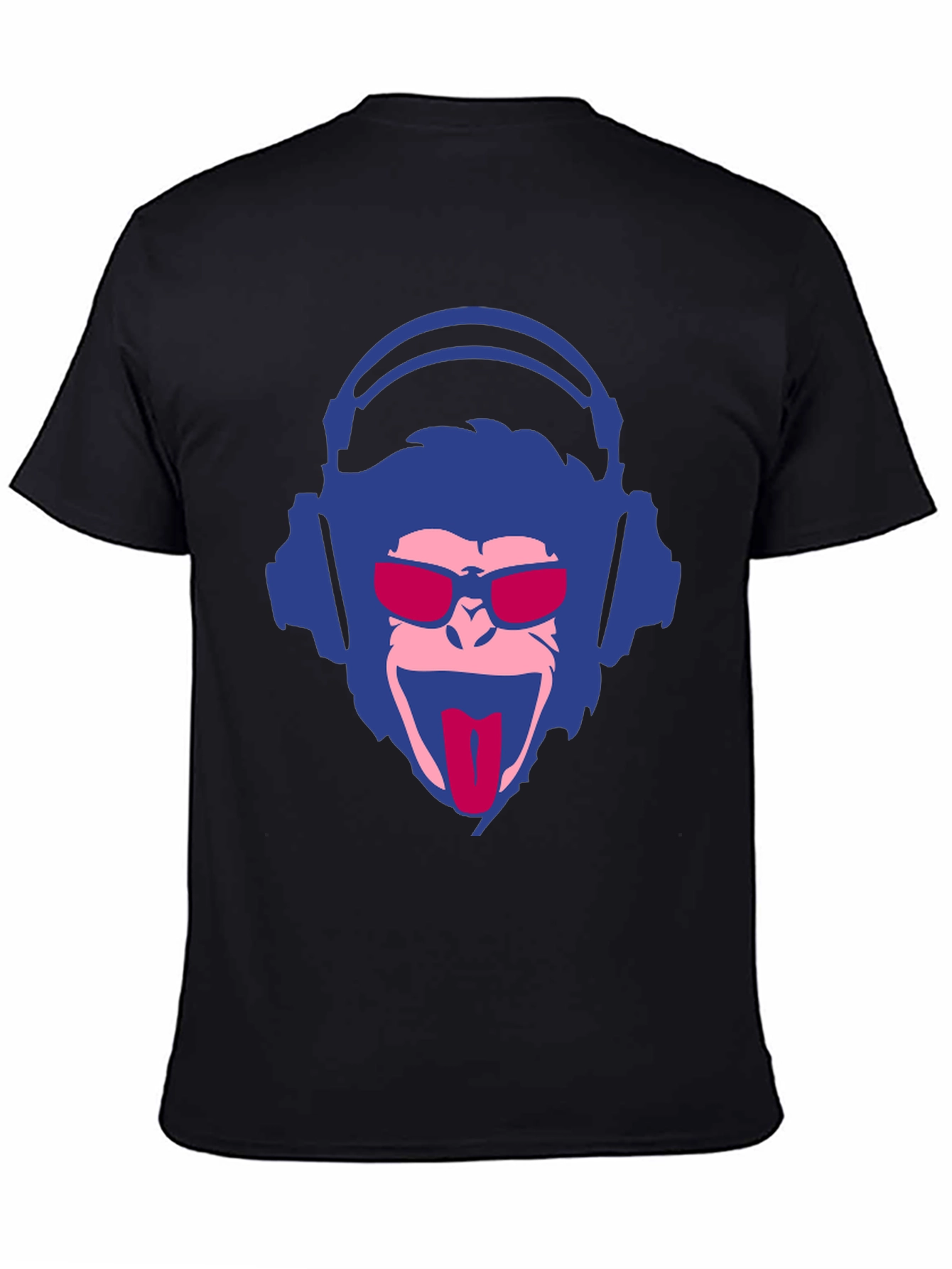 Black Cool Monkey Graphic Tee - Funny DJ Monkey T-Shirt view 4