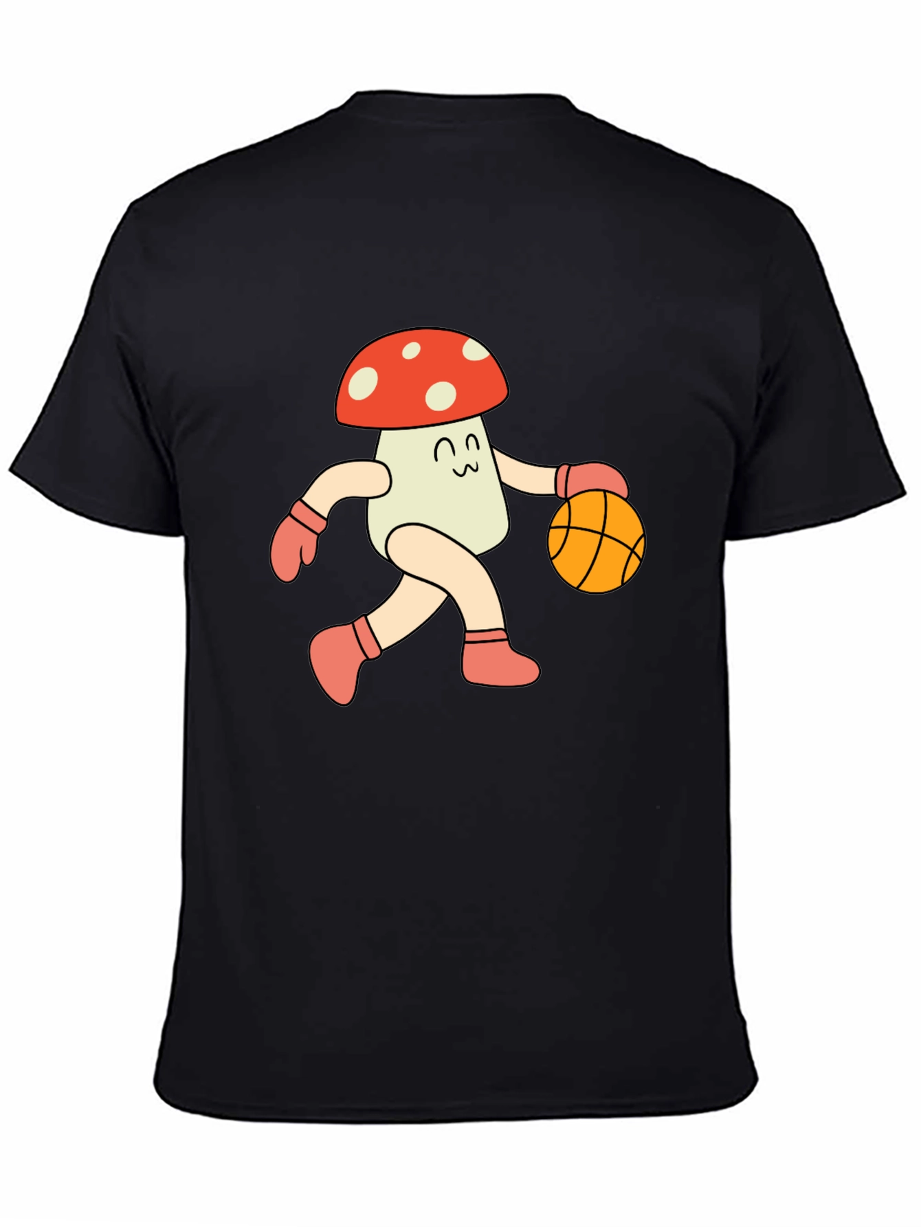 Black Mushroom Basketball T-Shirt - Cool Graphic Tee view 4
