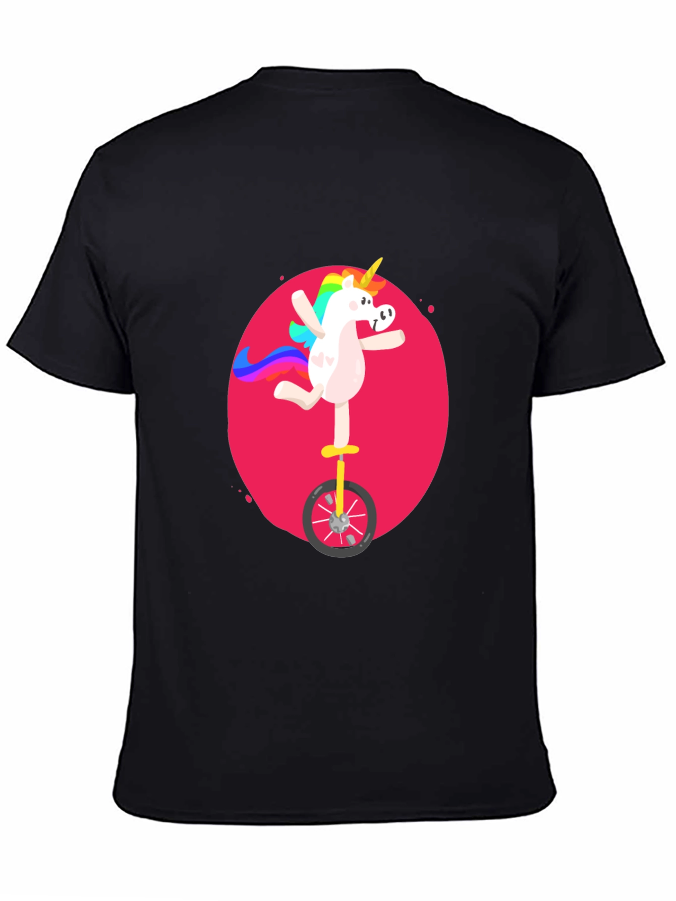 Black Unicorn Unicycle Black T-Shirt view 4