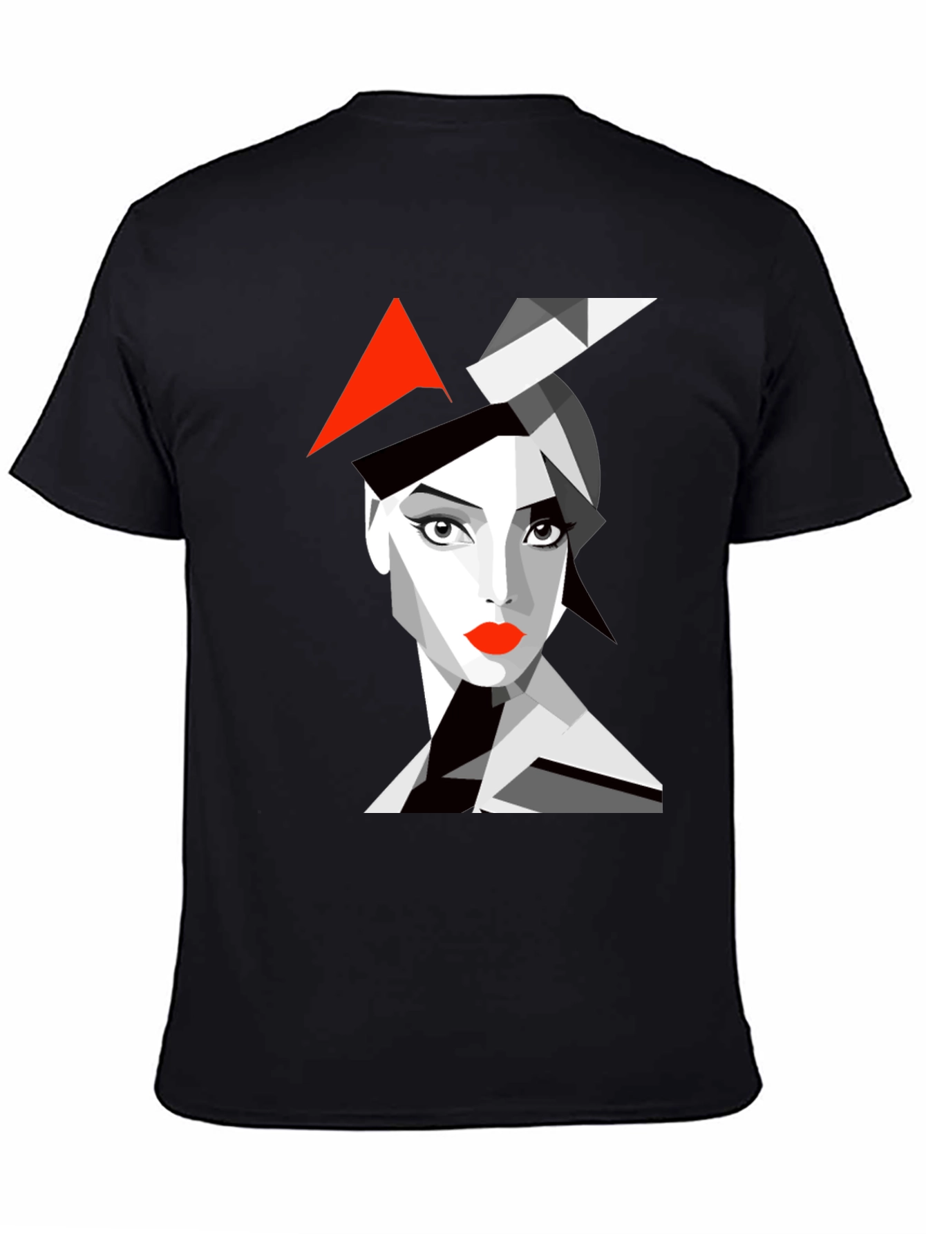 Black Abstract Woman Graphic Black T-Shirt view 4
