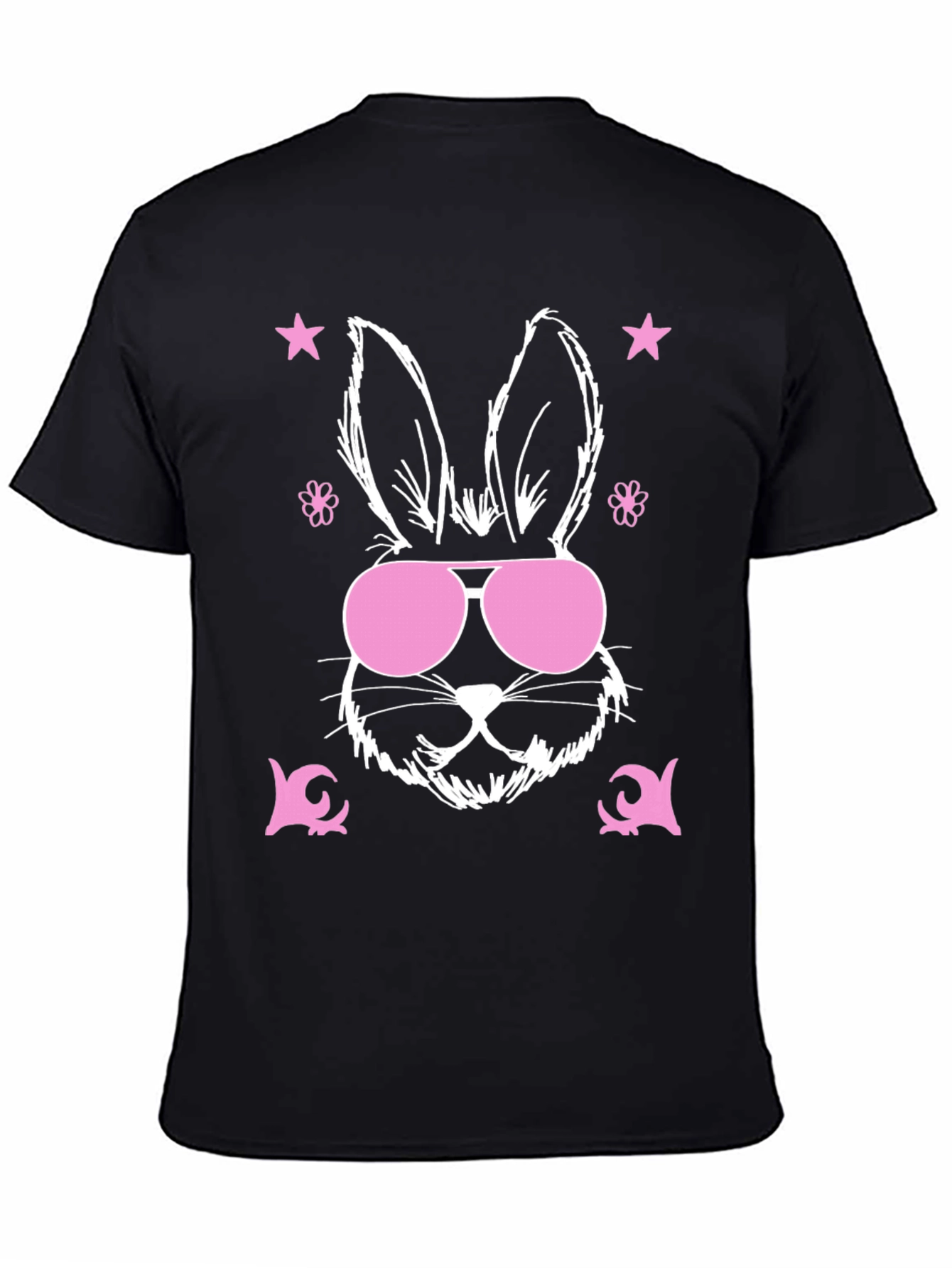 Black Cool Bunny Graphic Tee - Easter Vibes view 4