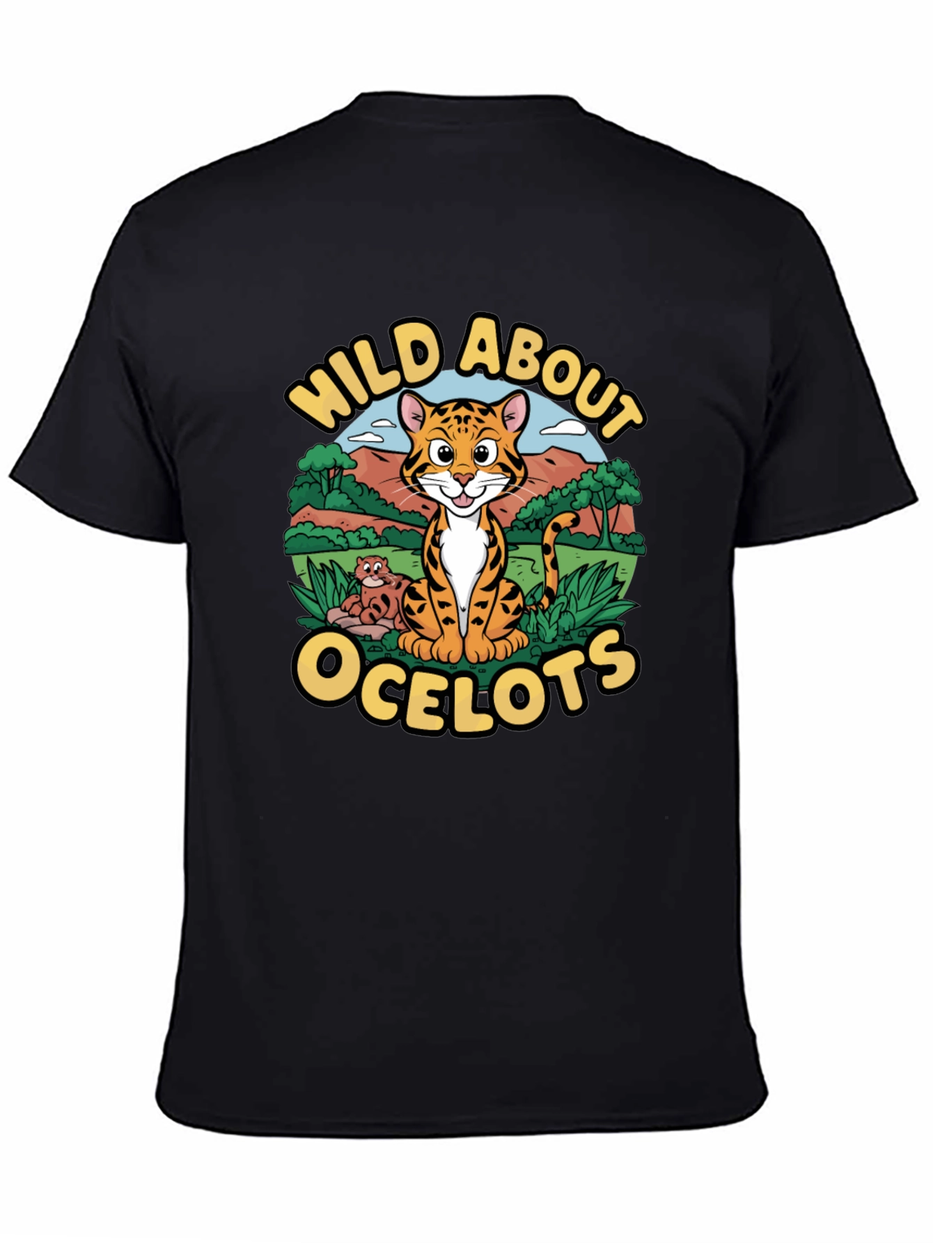 Black Wild About Ocelots Graphic T-Shirt view 4