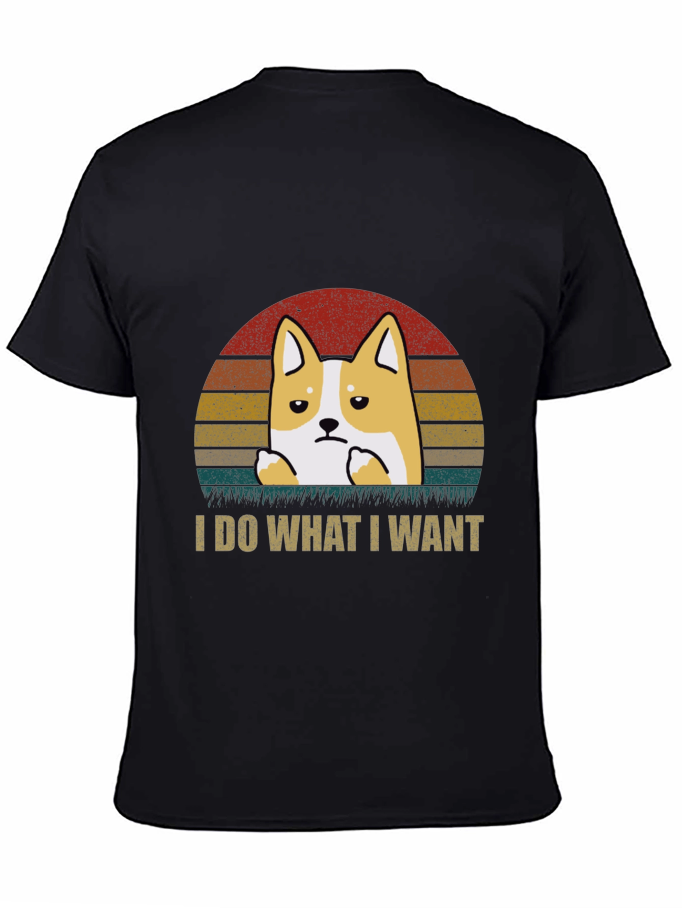 Black I Do What I Want Corgi T-Shirt view 4