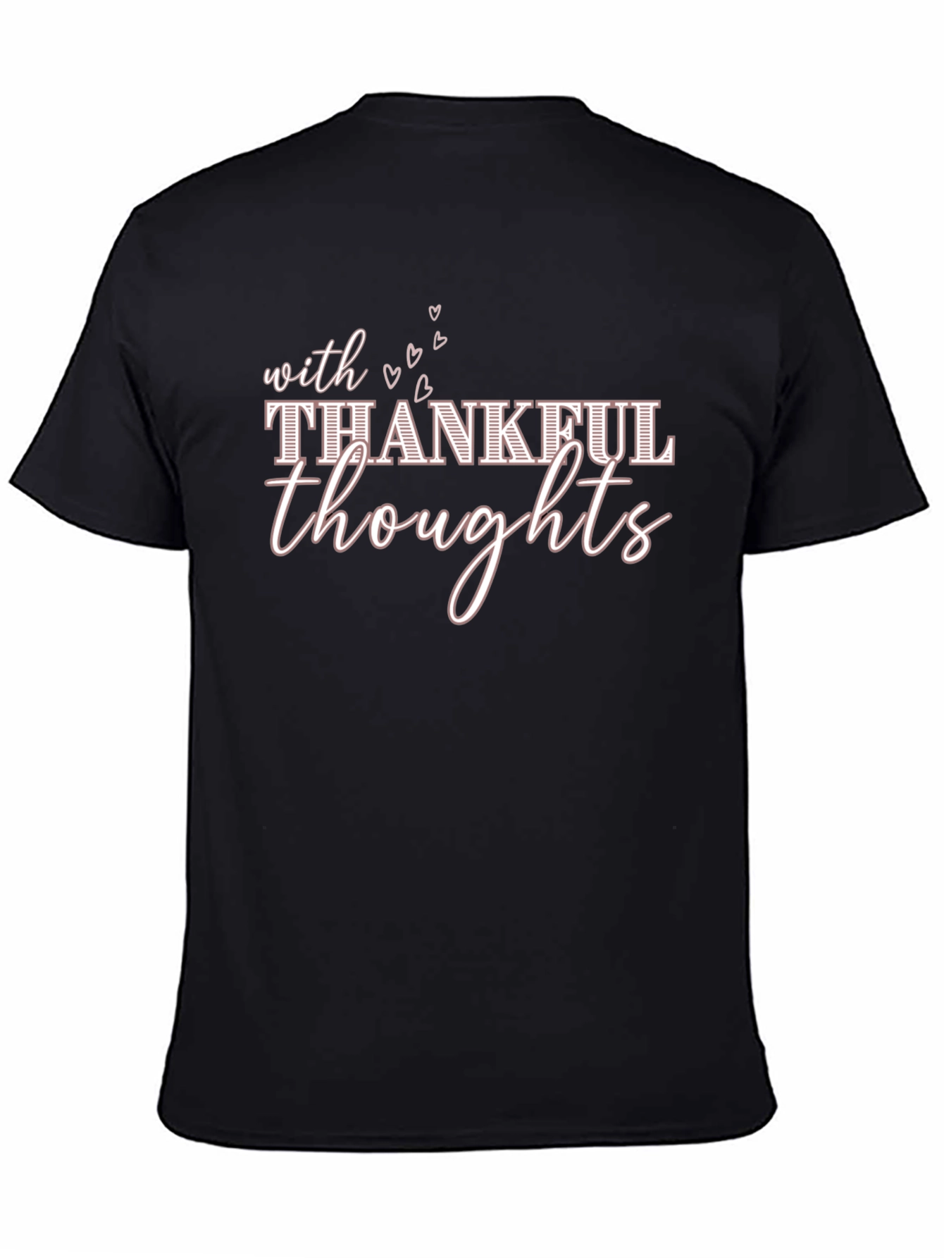 Black Thankful Thoughts Graphic T-Shirt view 4