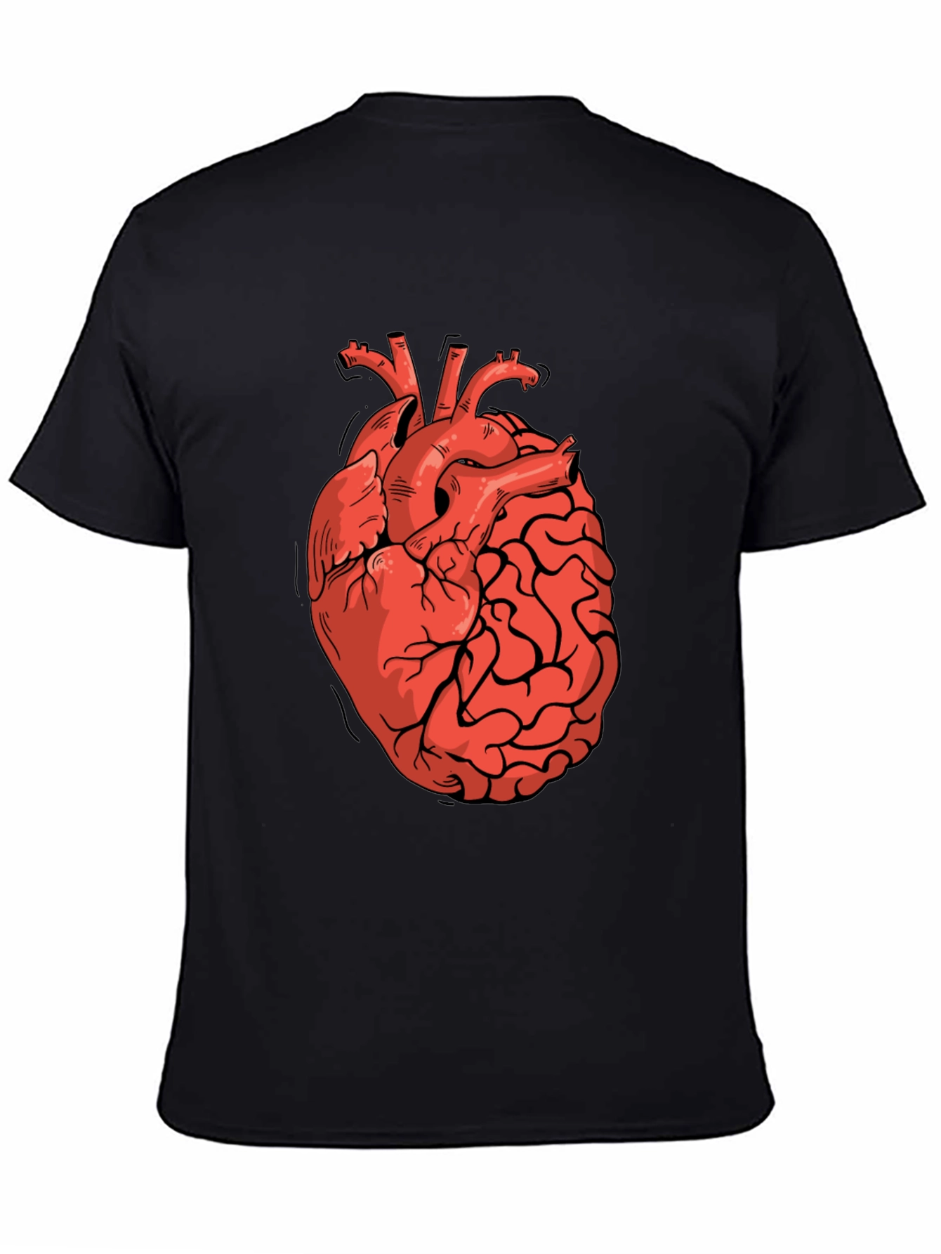 Black Heart-Brain Graphic Tee - Stylish Black T-Shirt view 4