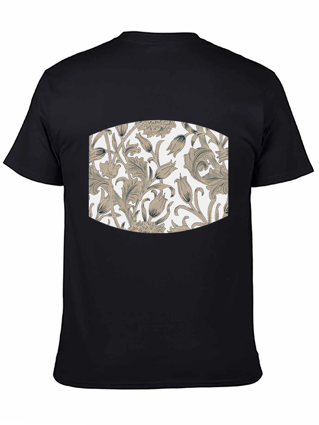 Black Floral Pattern T-Shirt - Black view 4