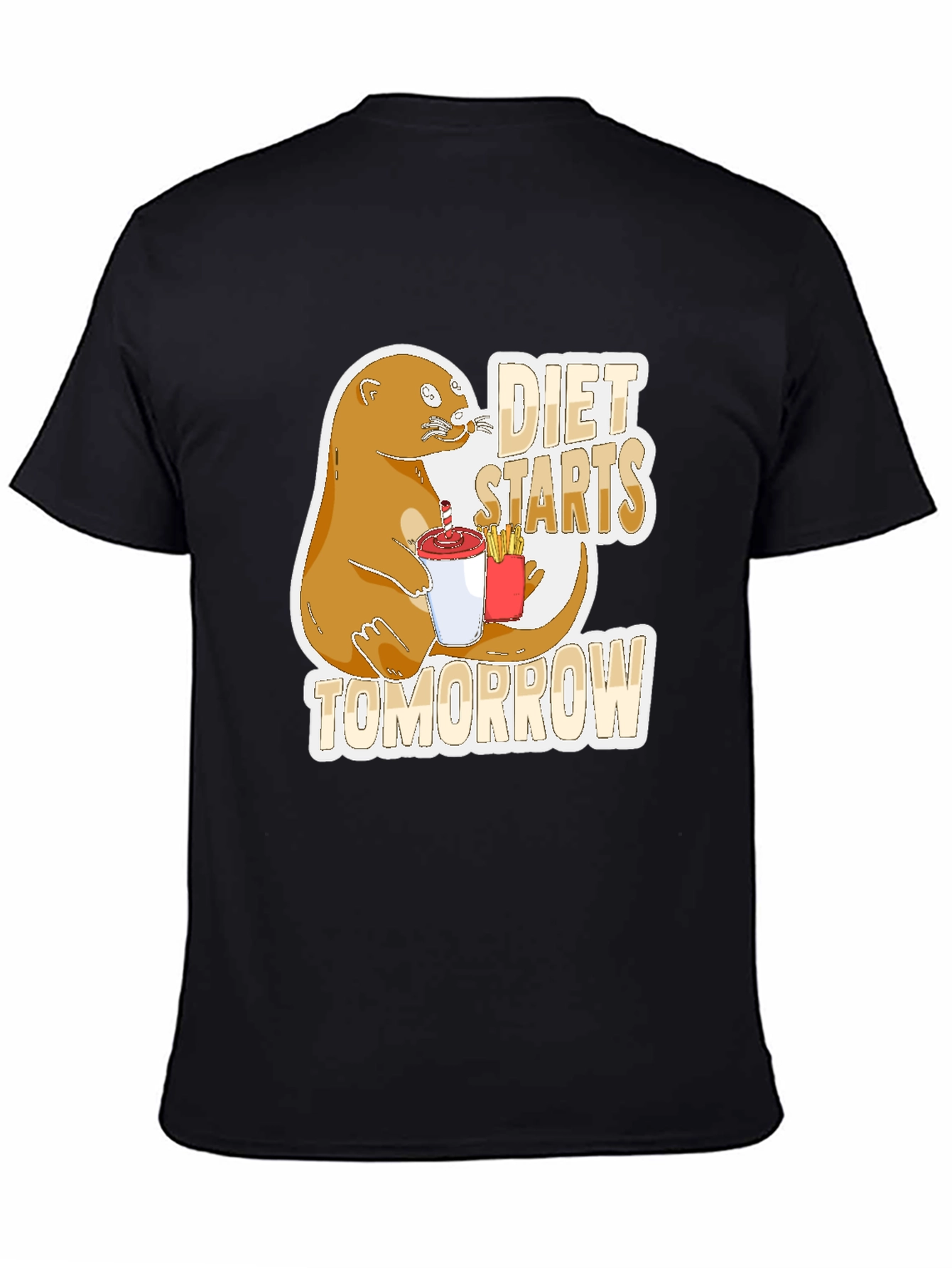 Black Diet Starts Tomorrow Otter Graphic Tee view 4