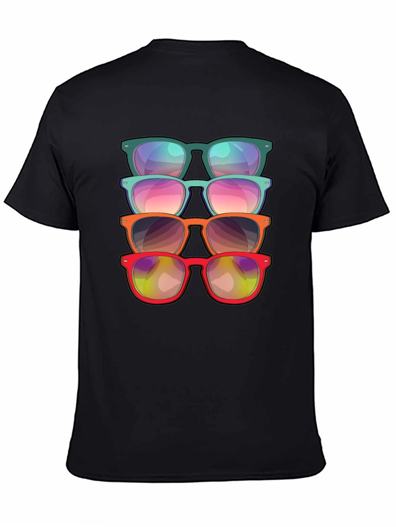 Black Sunglasses Stack Graphic Tee - Cool Casual Style view 4