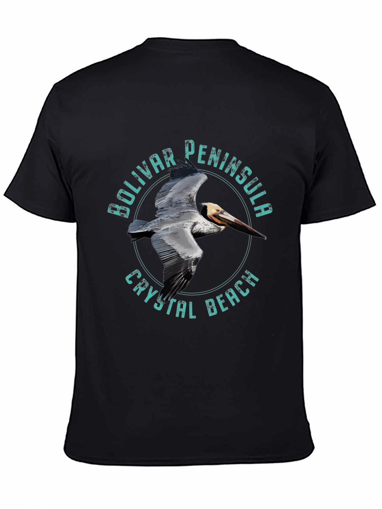 Black Bolivar Peninsula Crystal Beach Pelican Graphic Tee view 4
