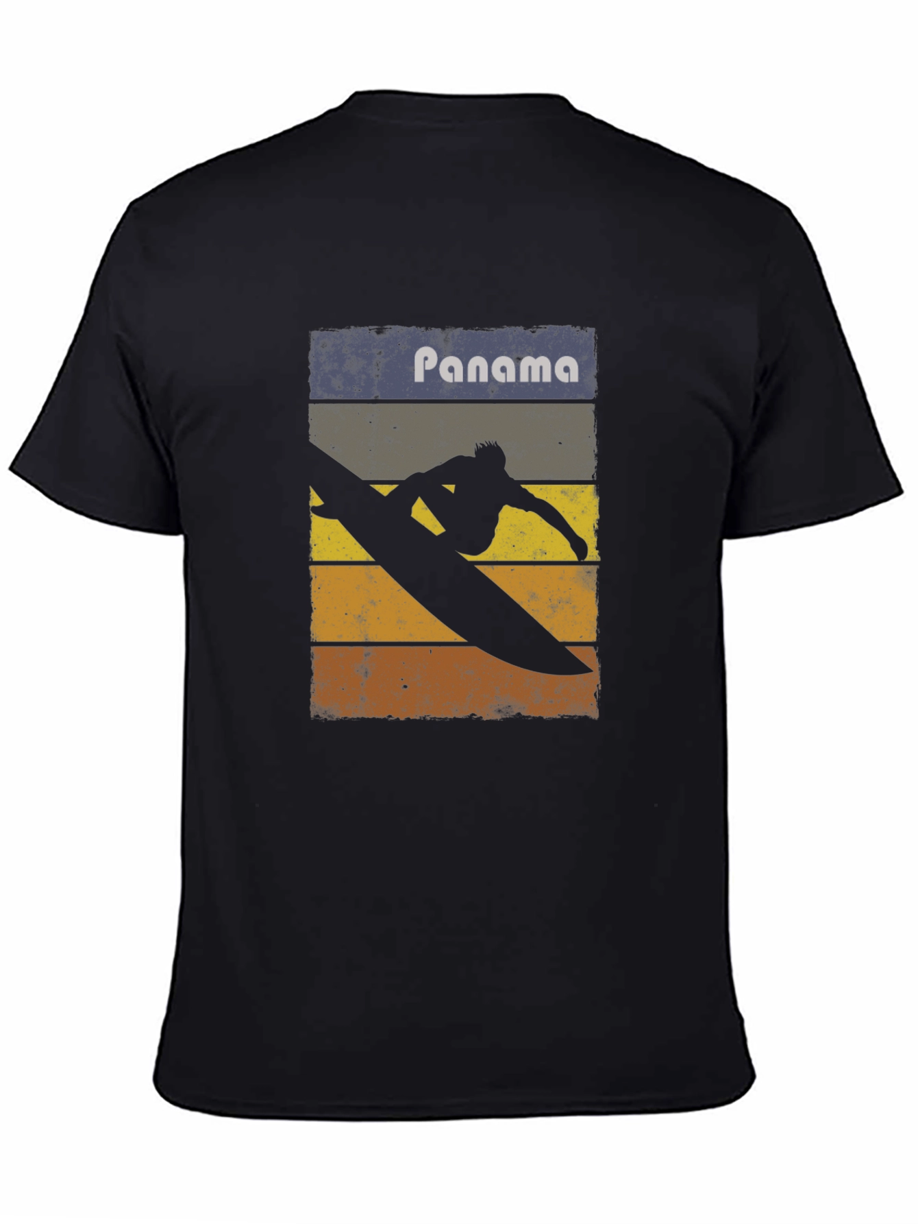 Black Panama Surfing Retro T-Shirt view 4