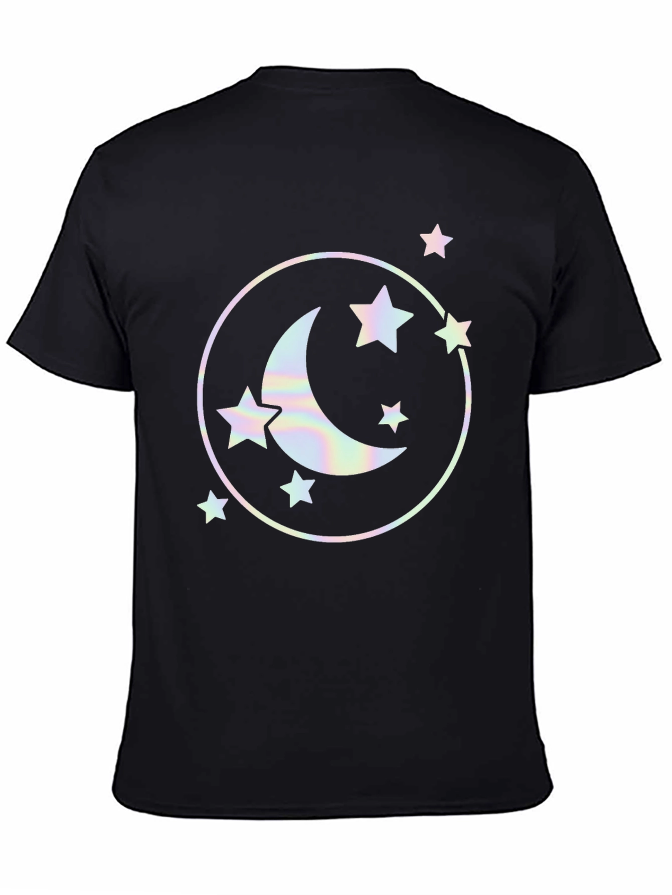 Black Celestial Moon & Stars Graphic Black T-Shirt view 4