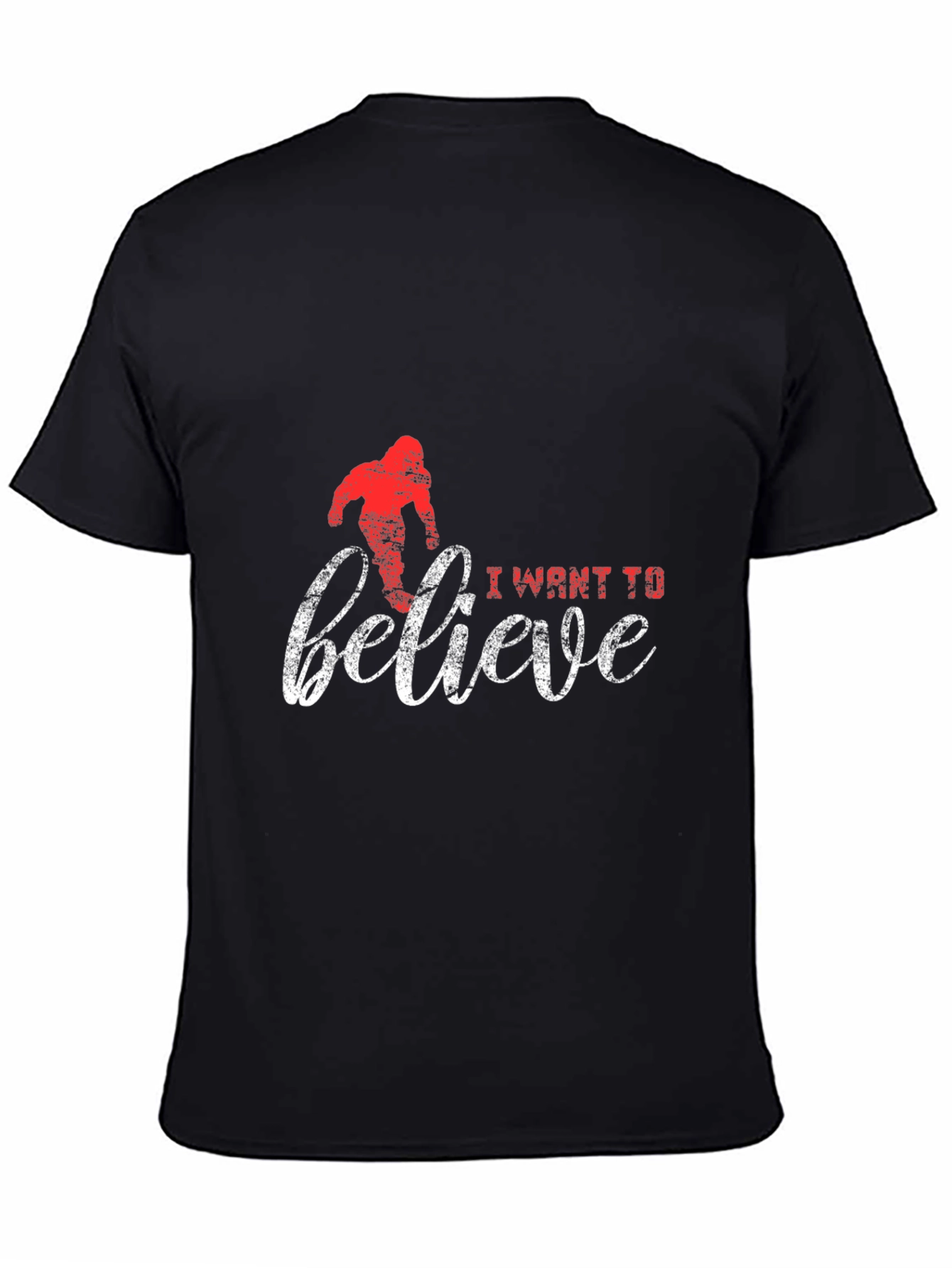 Black I Want To Believe Bigfoot Graphic Tee view 4