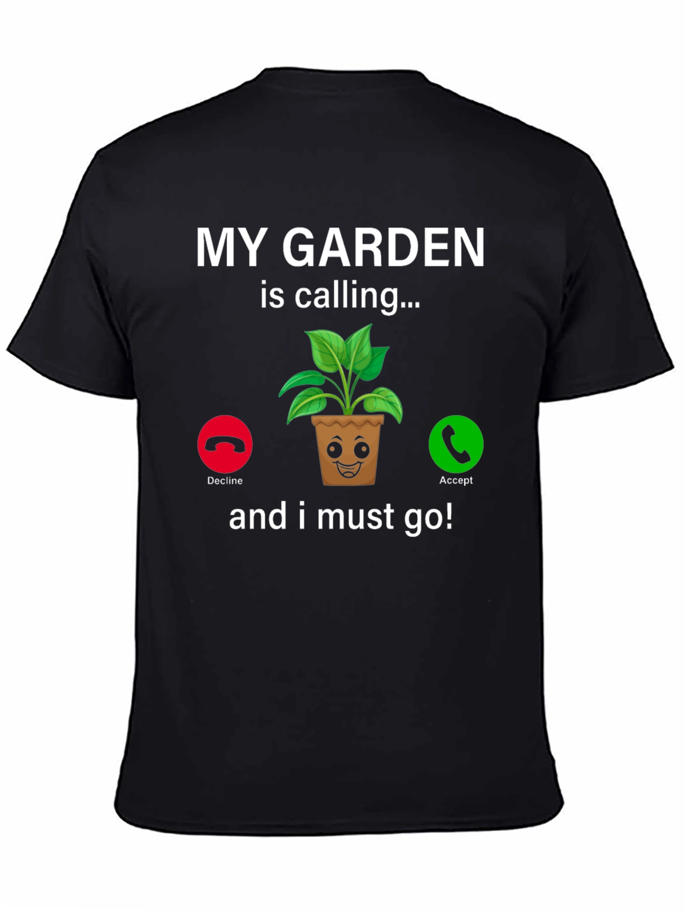 Black My Garden Is Calling T-Shirt Funny Gardener Tee view 4