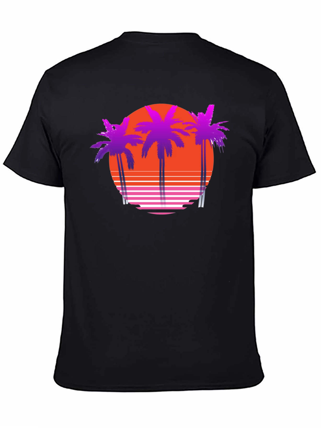 Black Retro Sunset Palm Tree T-Shirt view 4