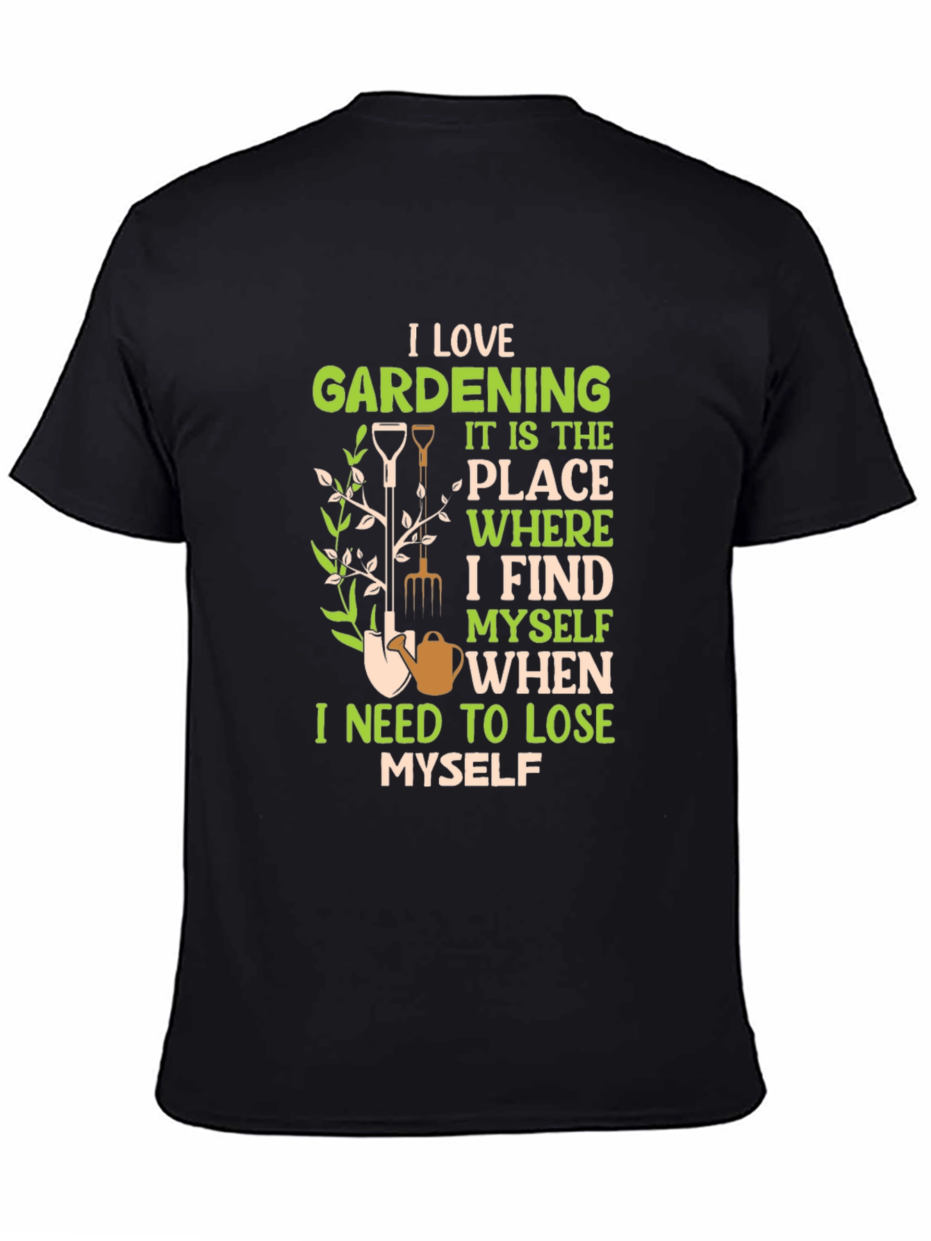 Black I Love Gardening Black T-Shirt view 4