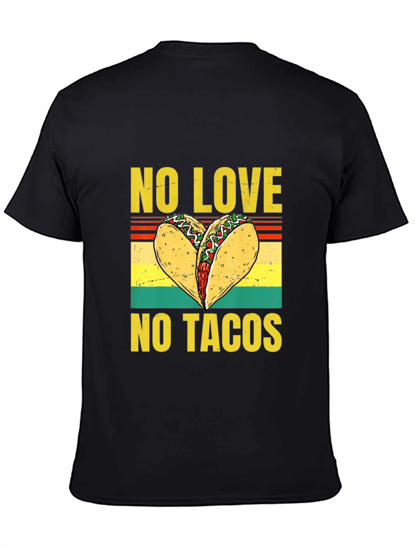 Black No Love, No Tacos Graphic T-Shirt view 4