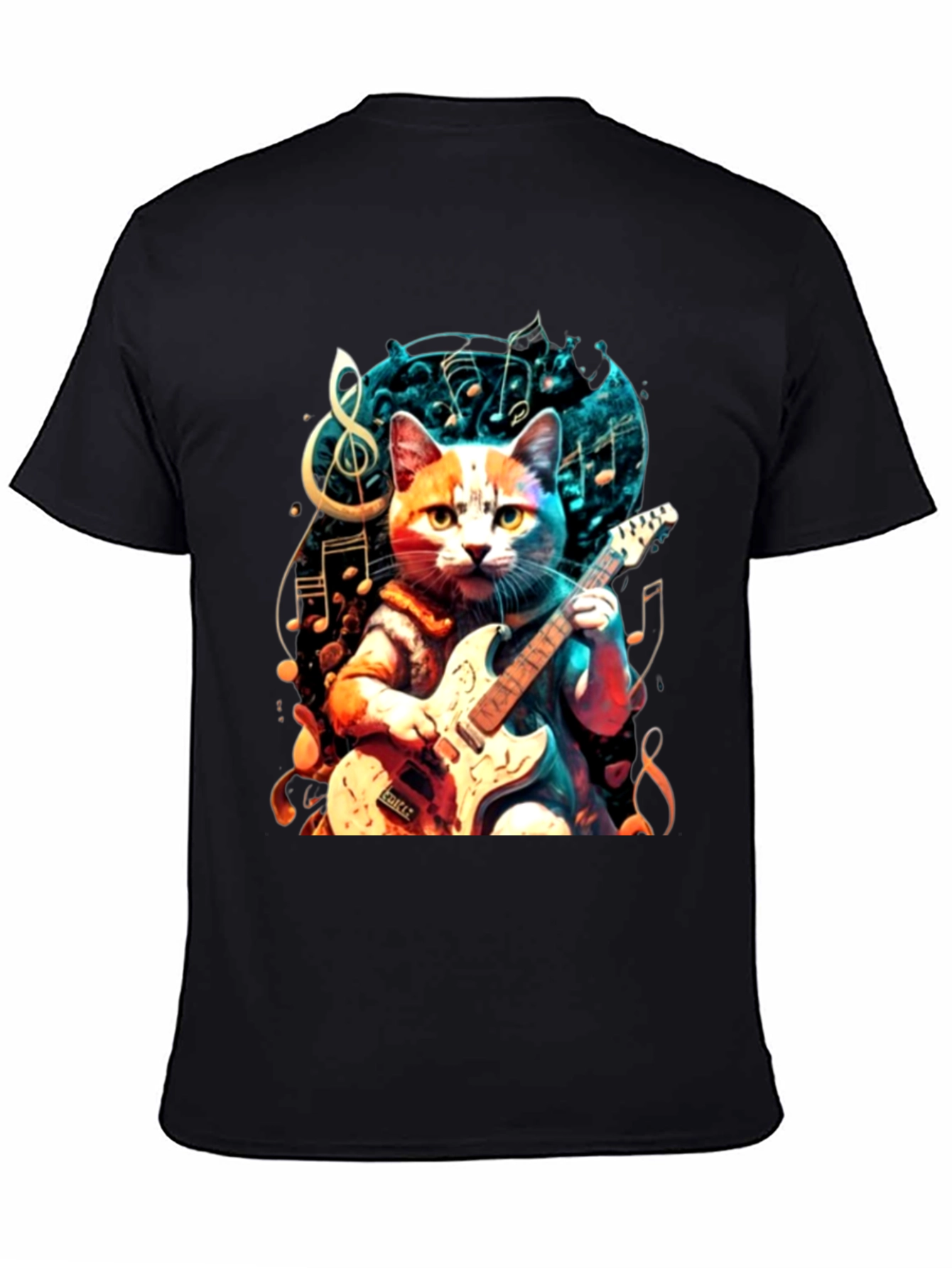 Black Cat Playing Guitar Graphic Tee view 4