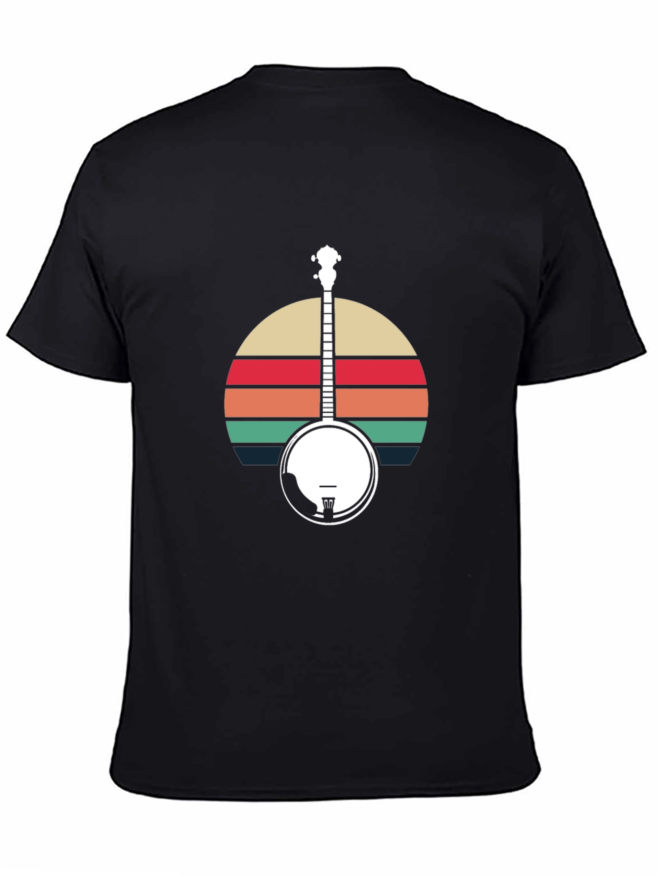 Black Vintage Banjo Sunset T-Shirt - Music Lover Tee view 4