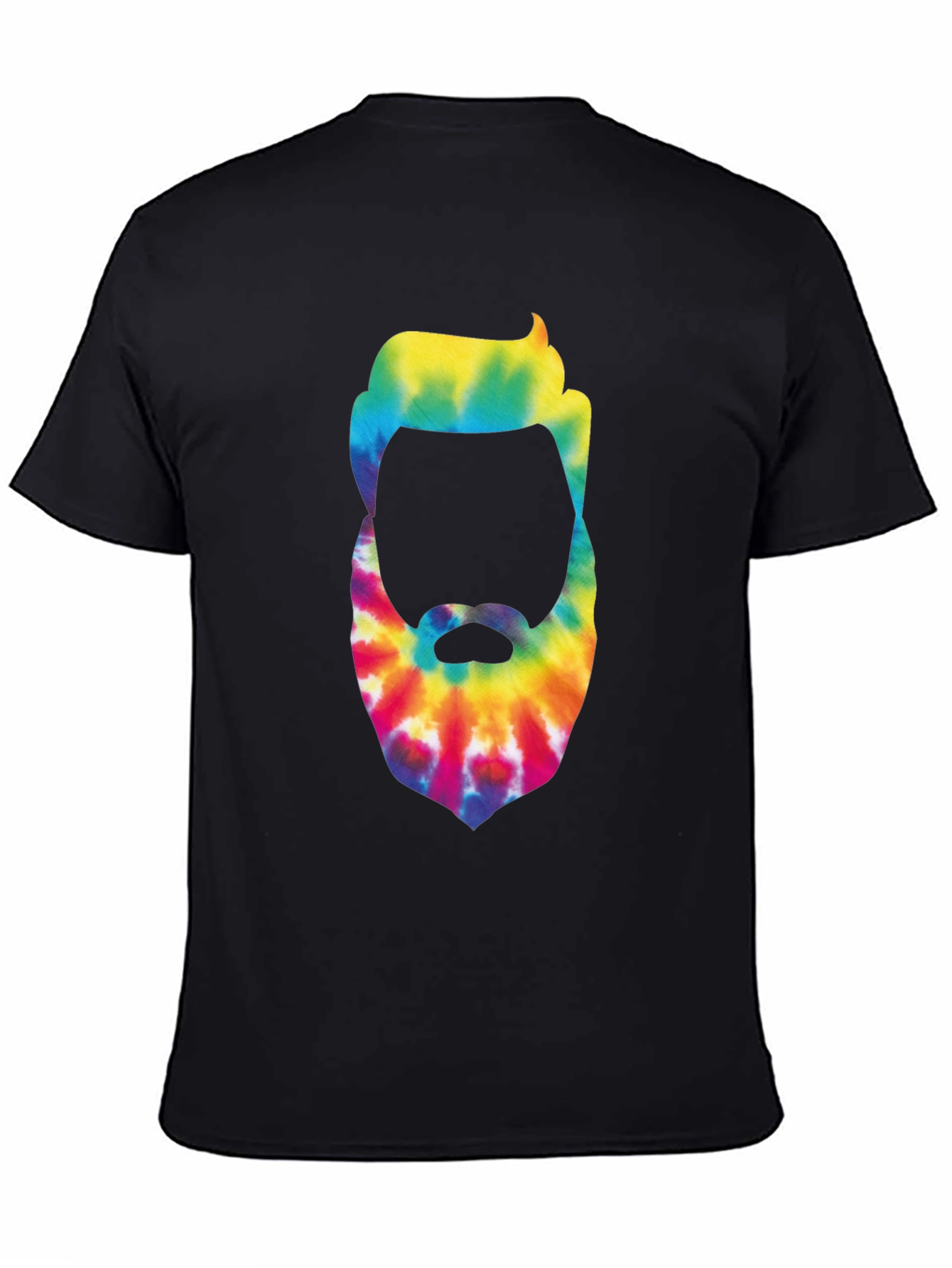 Black Tie-Dye Beard Graphic Black T-Shirt view 4