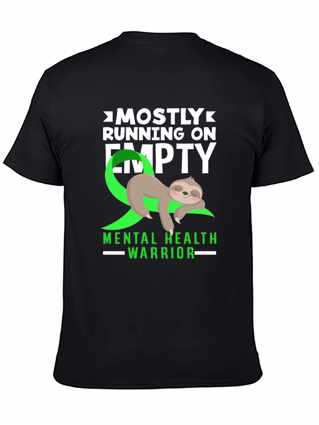 Black Mental Health Warrior Sloth T-Shirt view 4