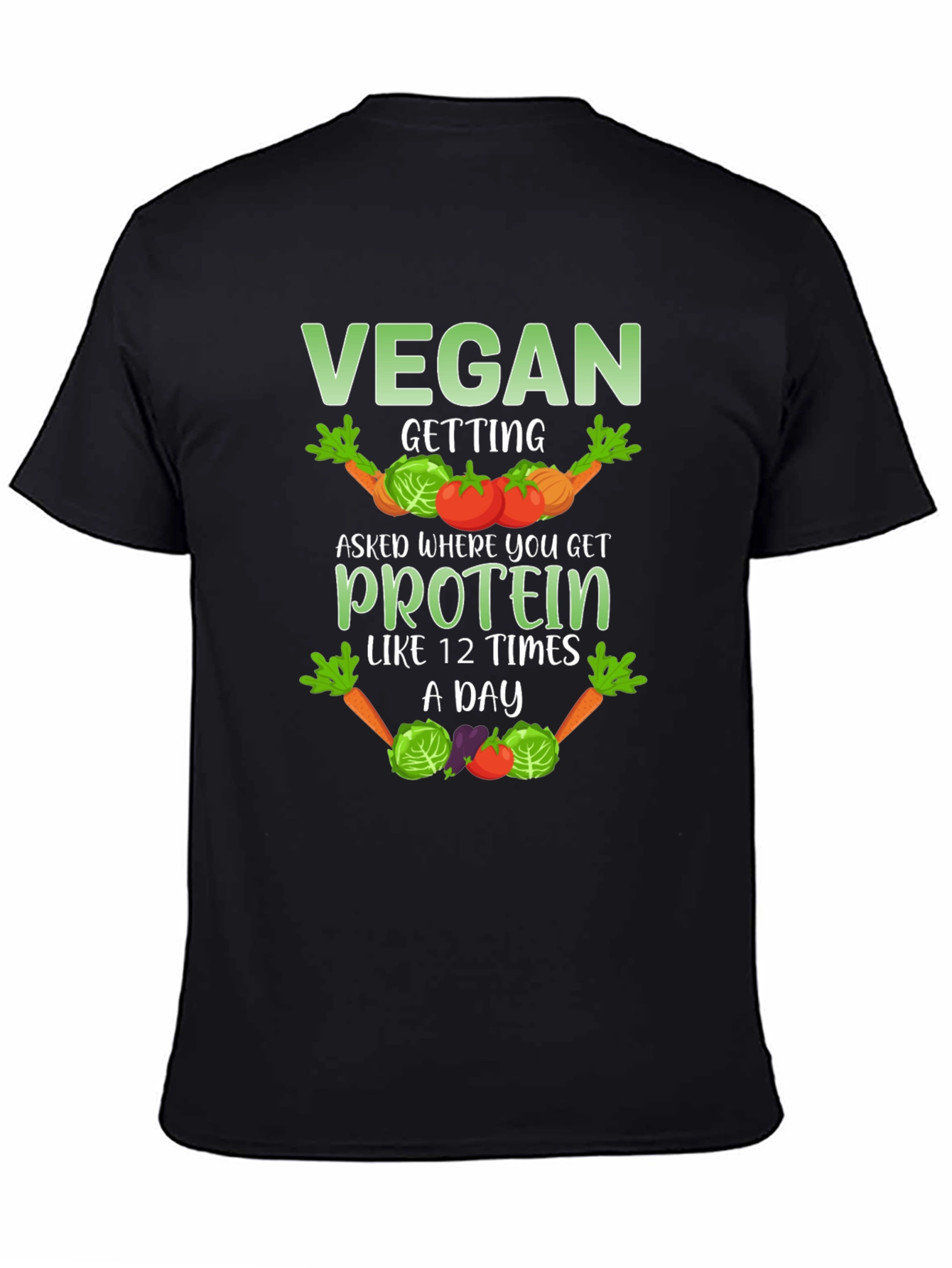 Black Vegan Protein Funny T-Shirt view 4