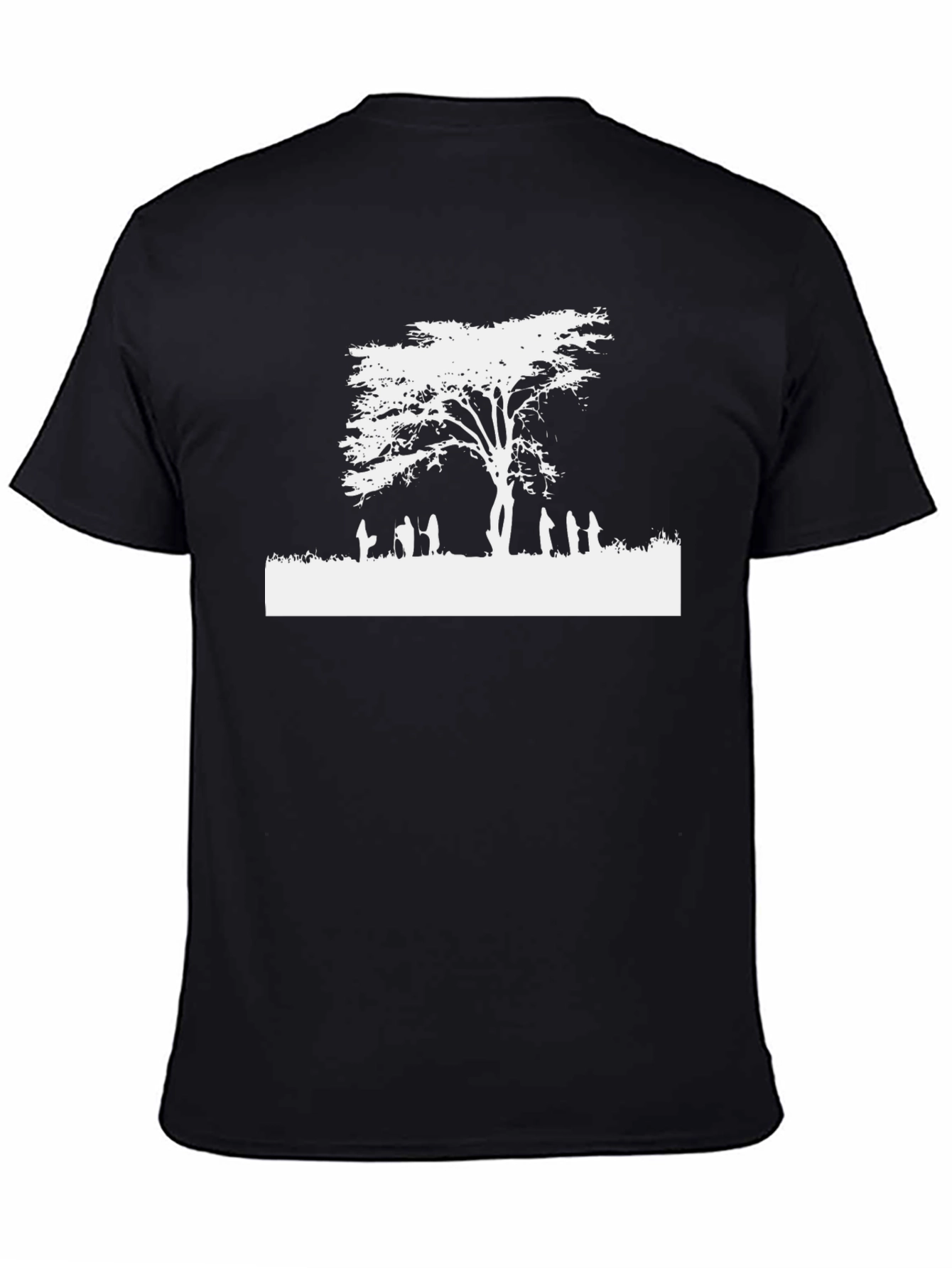 Black Black T-Shirt with White Tree Silhouette Graphic view 4