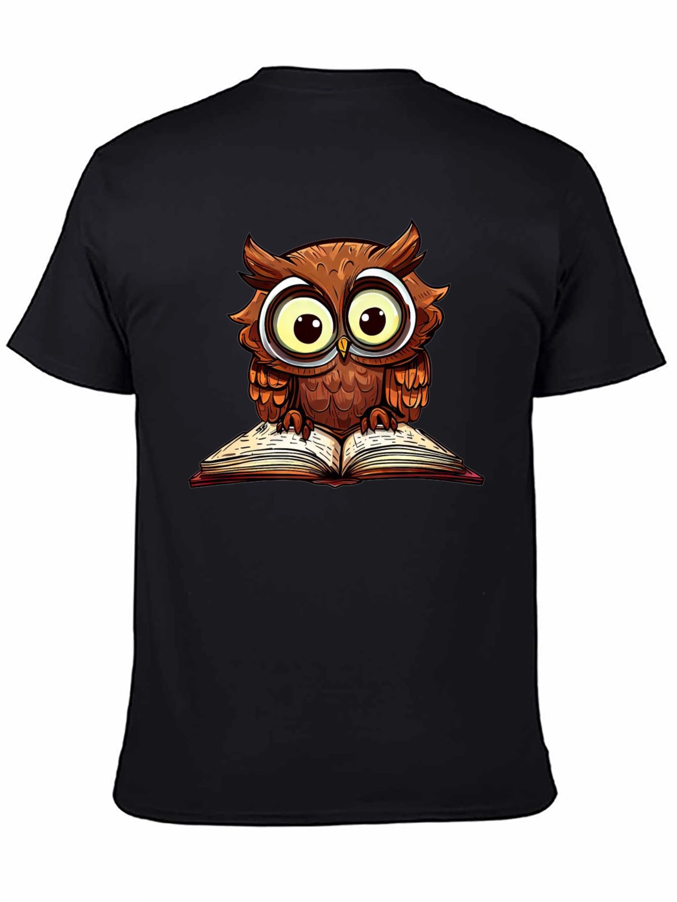 Black Owl Reading Book Graphic T-Shirt view 4
