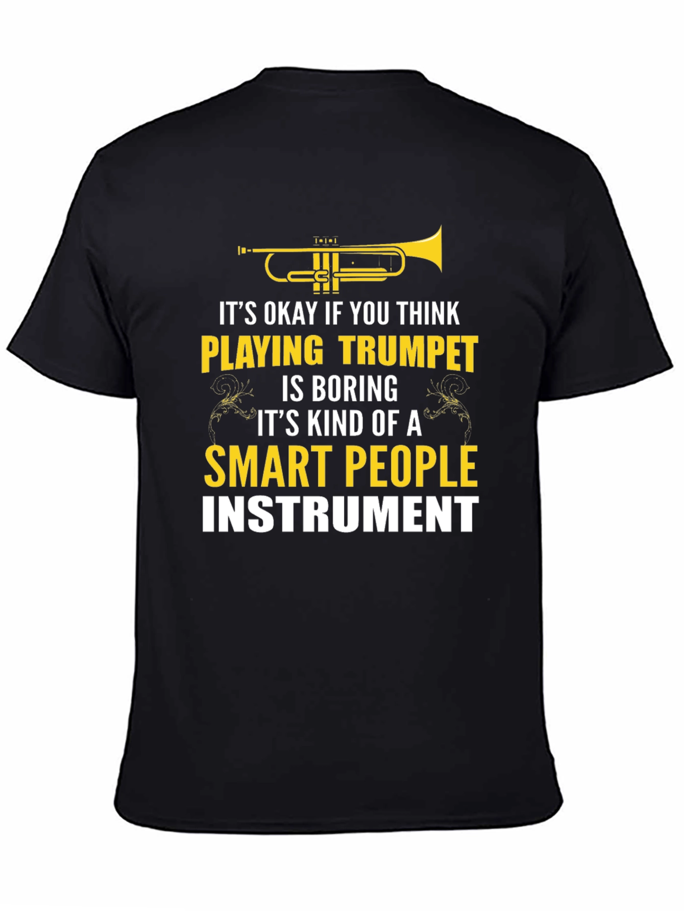 Black Trumpet Player T-Shirt - Smart People Instrument view 4
