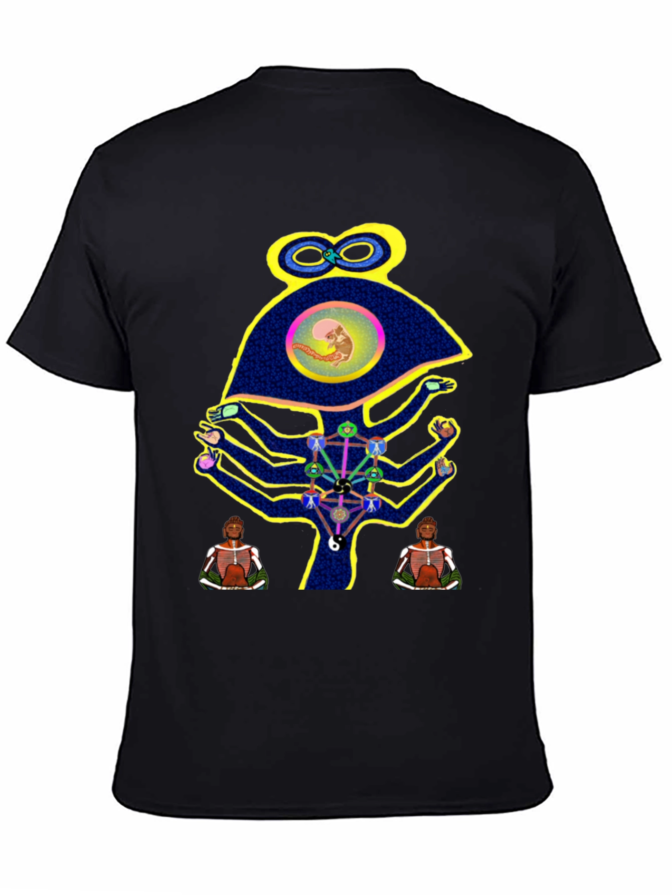 Black Unique Graphic Print Men's Black T-Shirt view 4