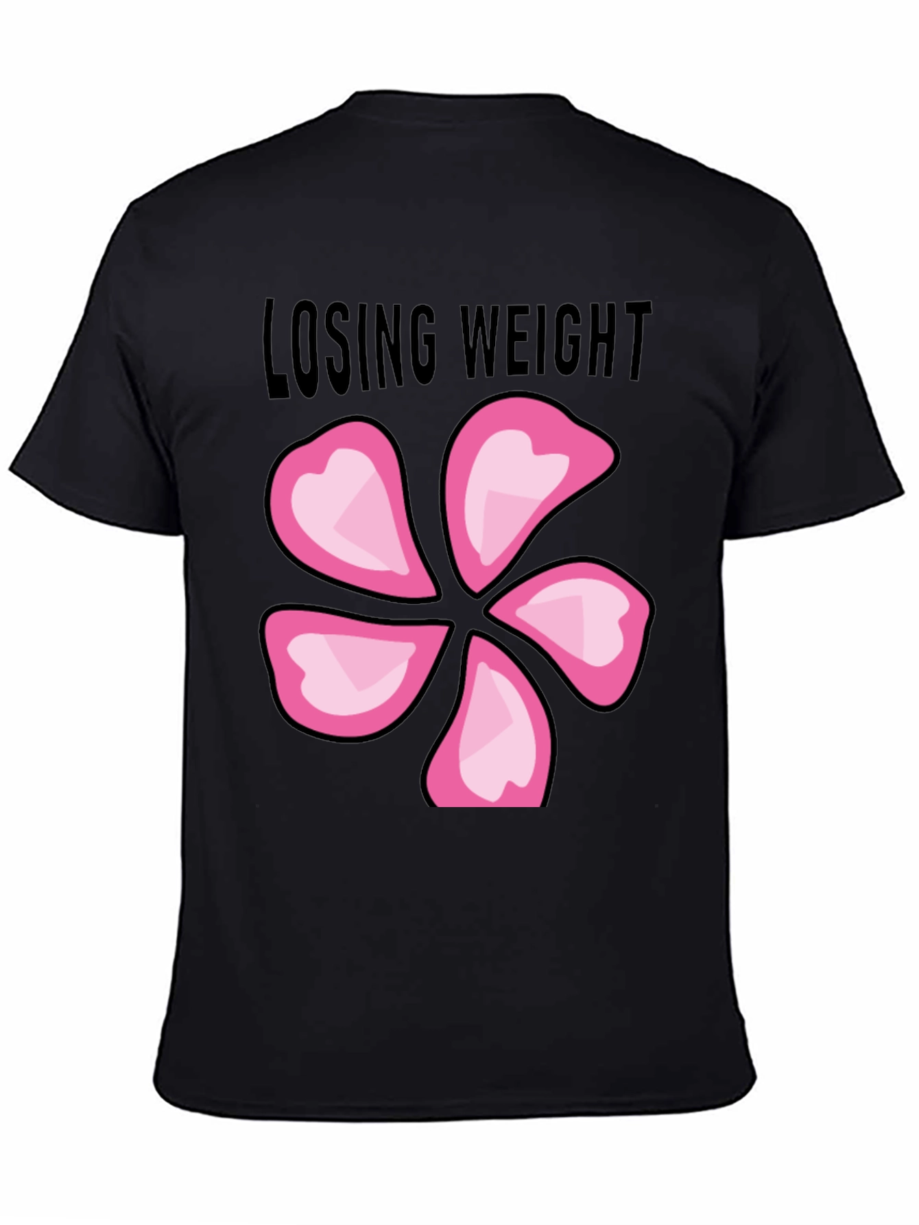 Black Losing Weight Flower T-Shirt - Black view 4