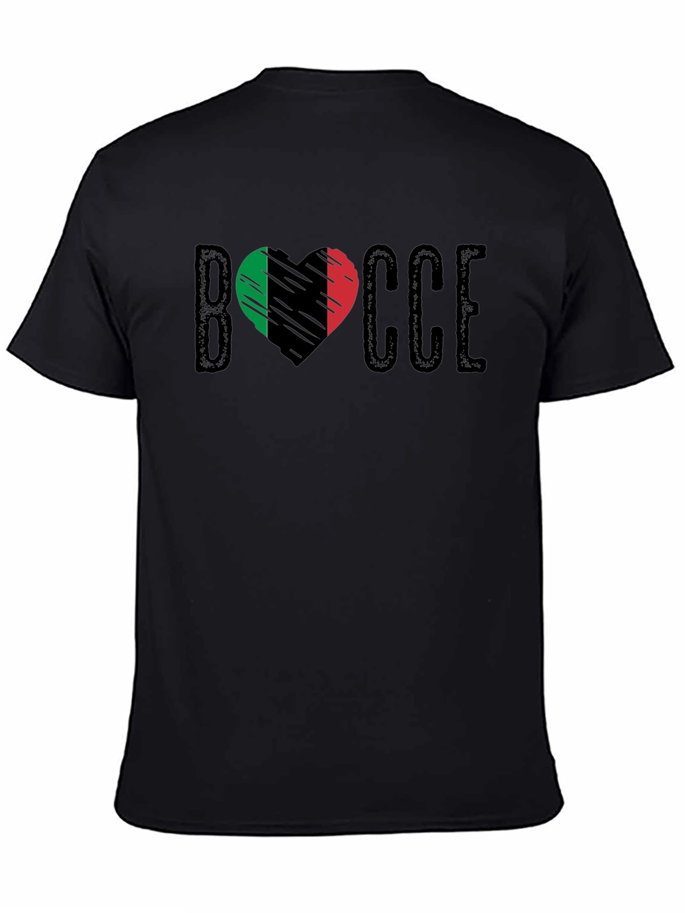 Black Bocce Heart Italian Flag T-Shirt view 4
