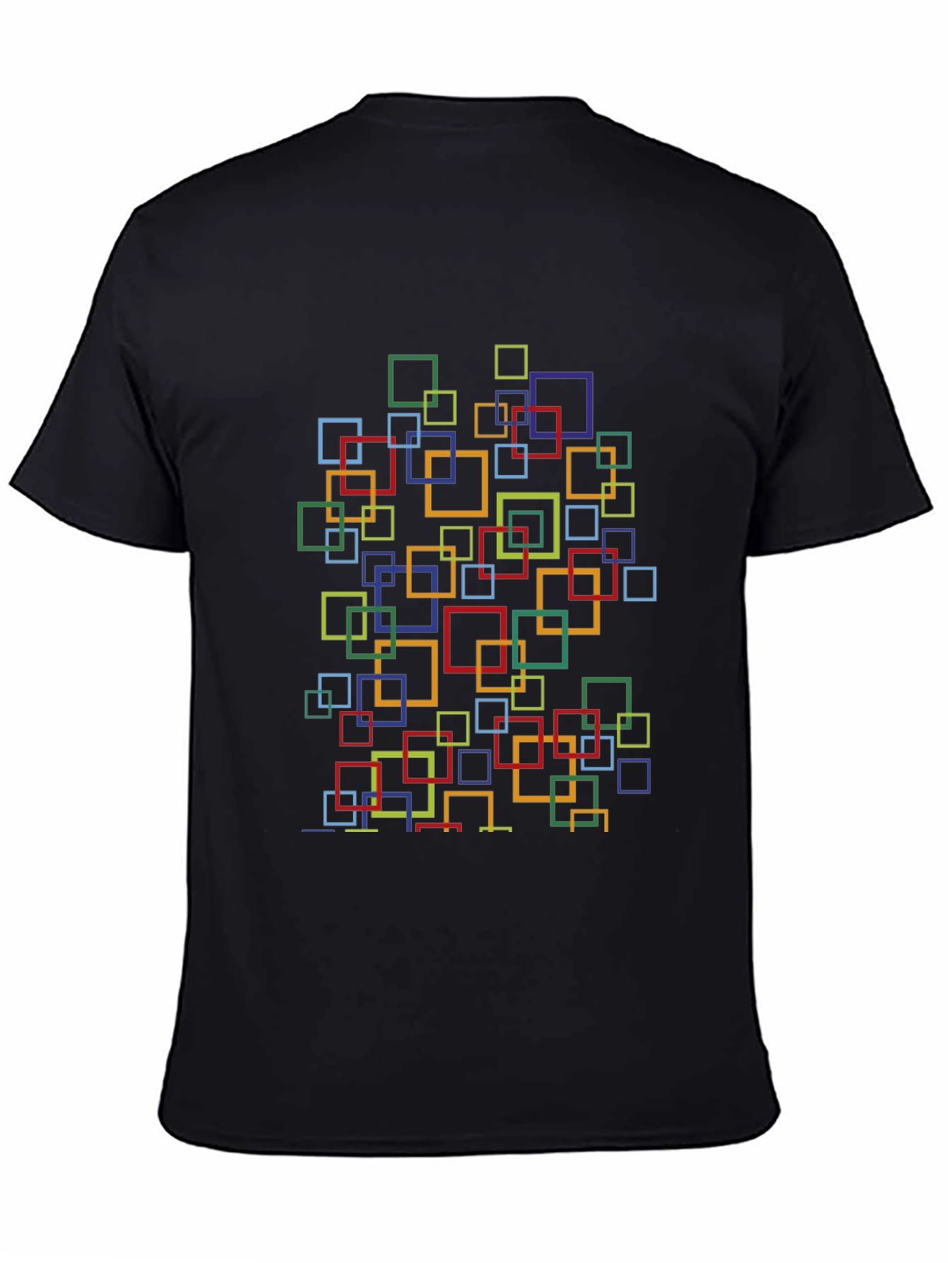 Black Abstract Square Pattern T-Shirt - Stylish Casual Wear view 4