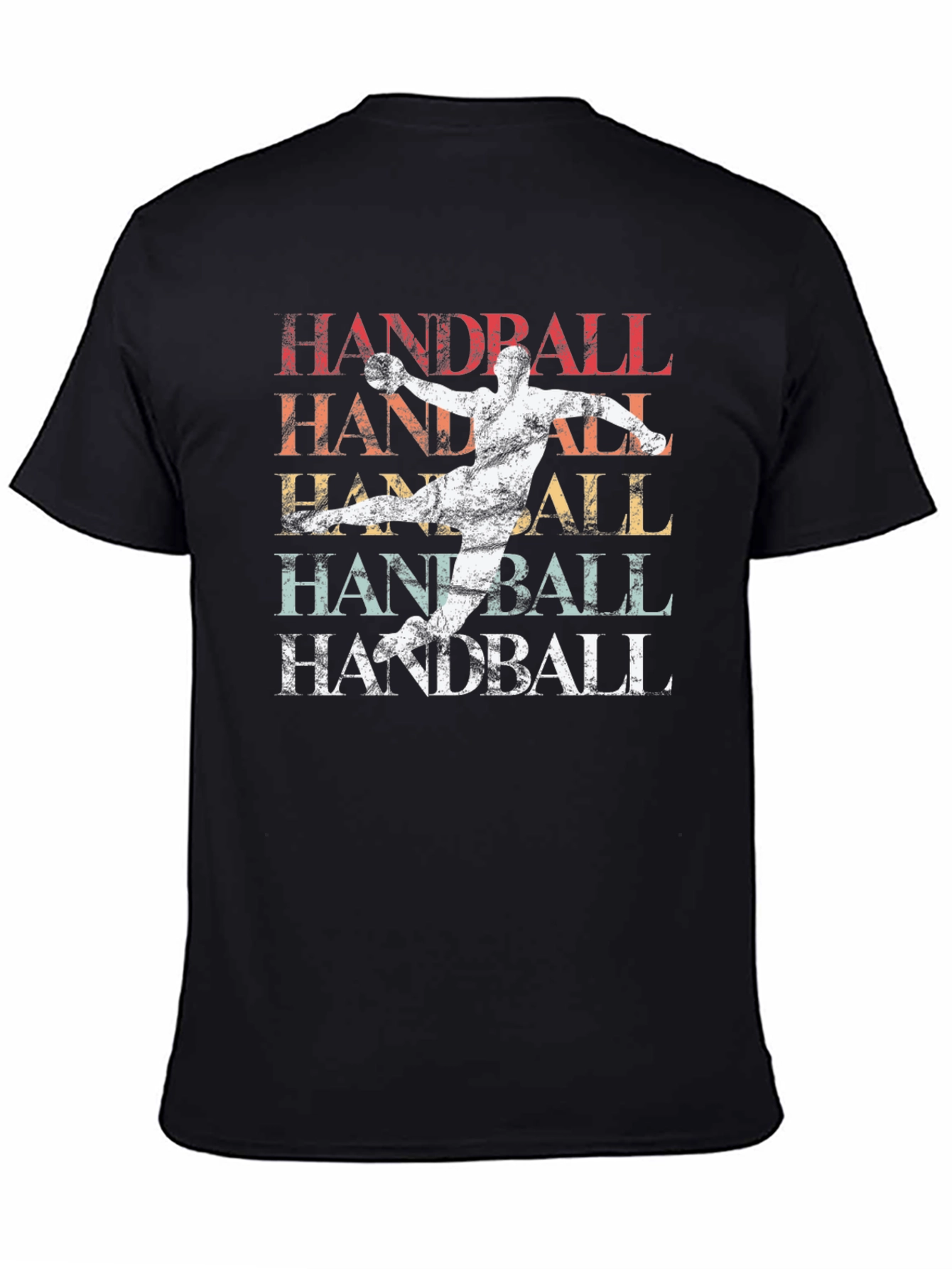 Black Handball Retro Style Graphic T-Shirt view 4