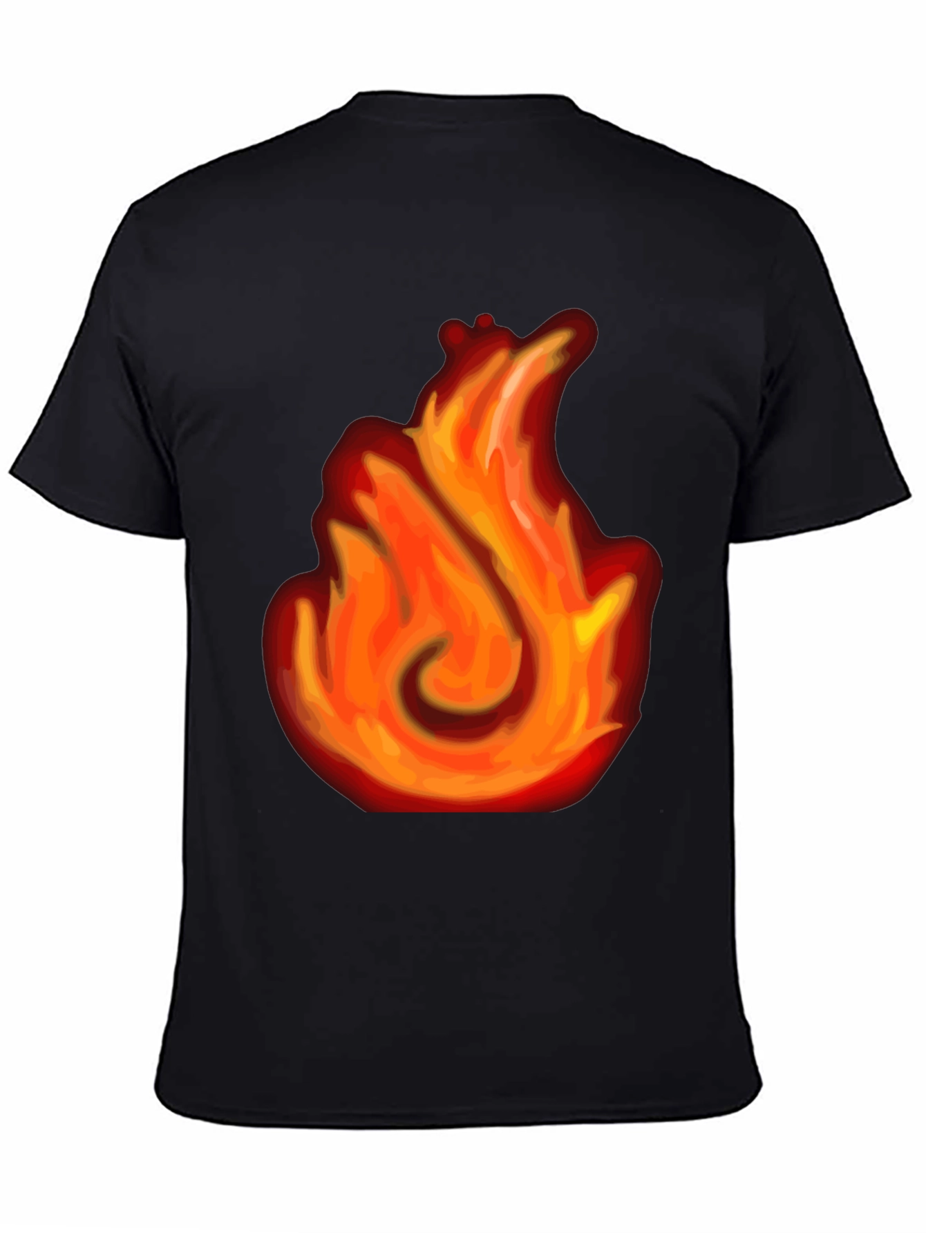 Black Fiery Flame Graphic Black T-Shirt view 4