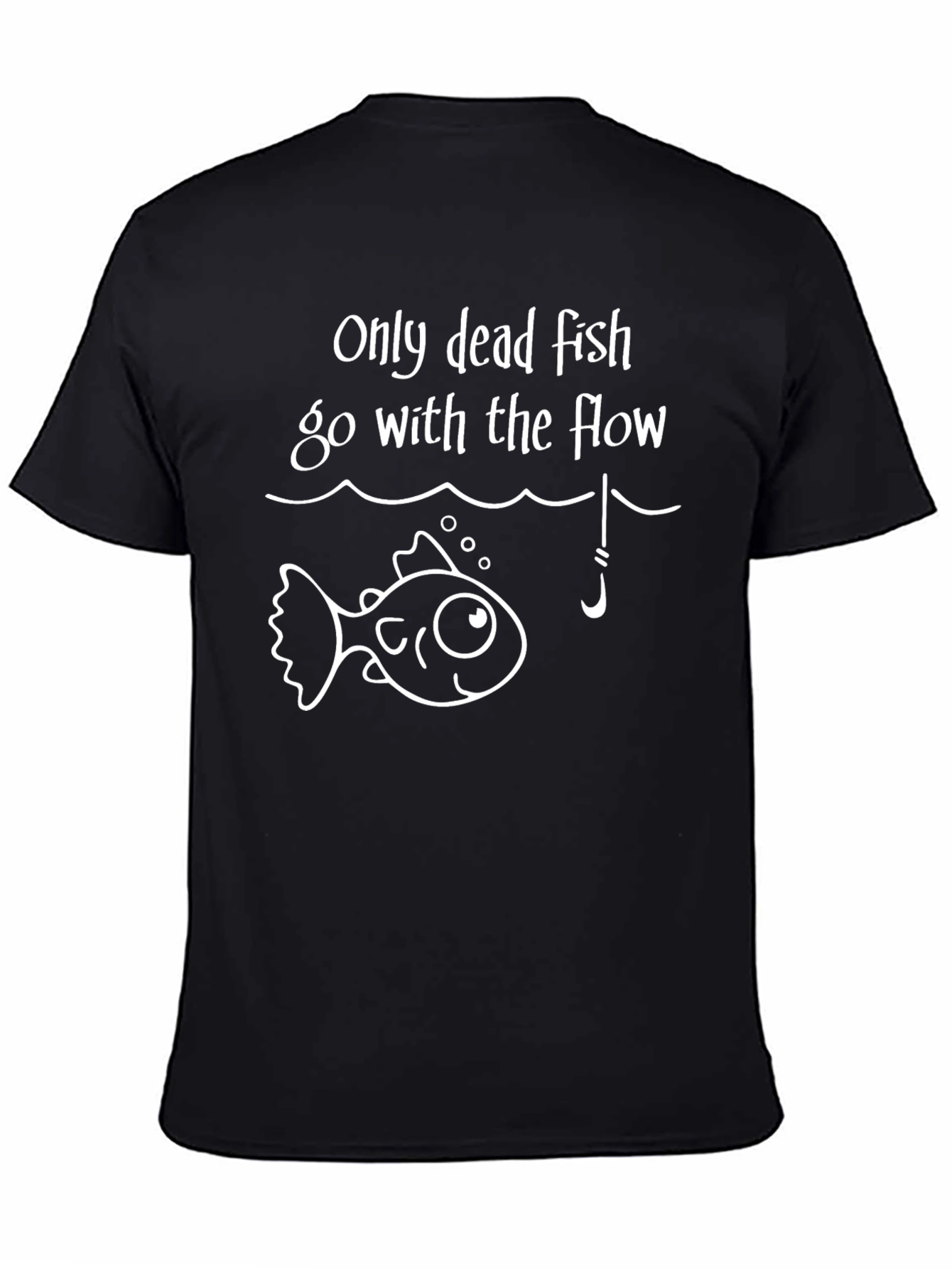 Black Only Dead Fish T-Shirt - Funny Fishing Tee view 4