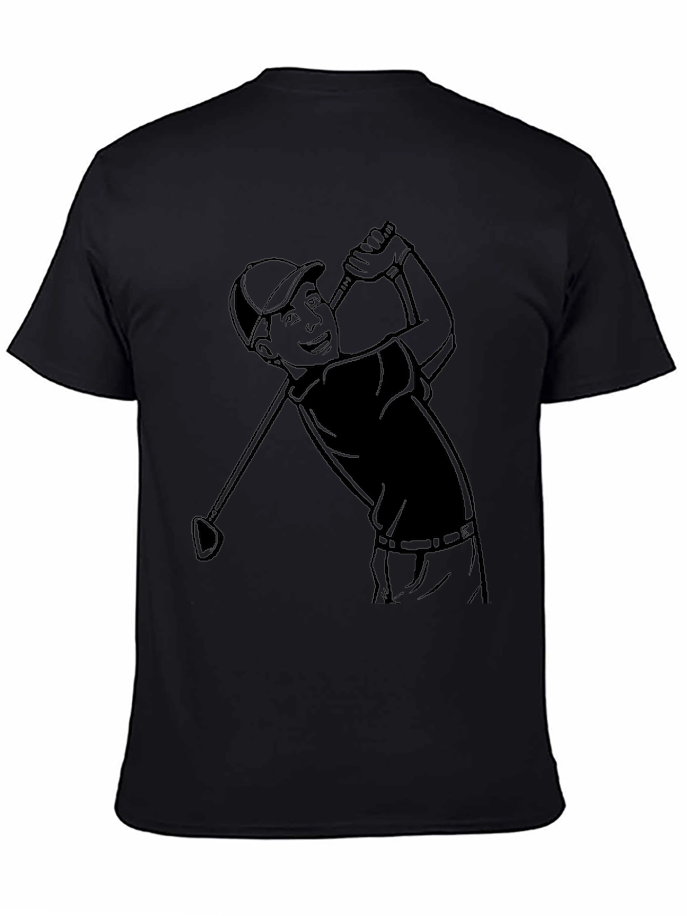 Black Golf Cartoon Tee - Classic Player Design view 4