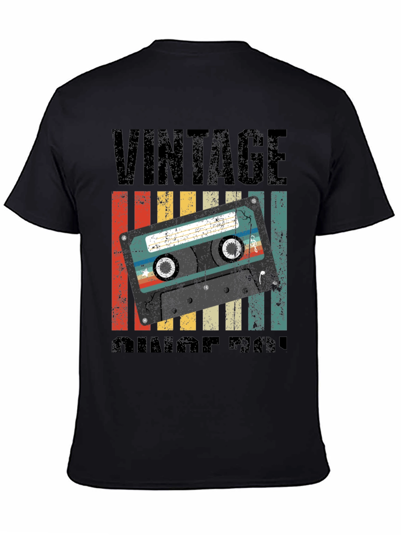 Black Vintage Cassette Tape Graphic T-Shirt - Retro Style view 4