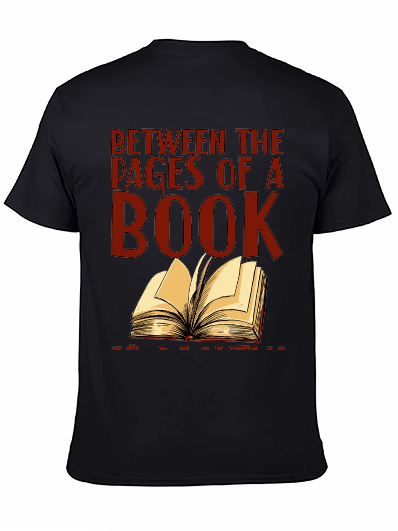 Black Bookworm T-Shirt: Between the Pages of a Book view 4