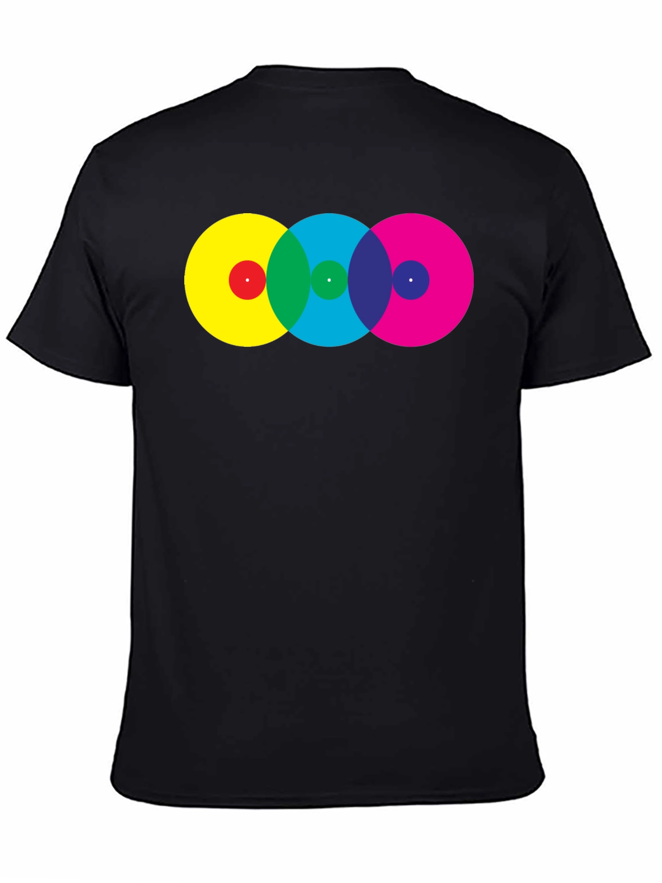 Black Retro Circles T-Shirt - Vivid Colors, Modern Fit view 4