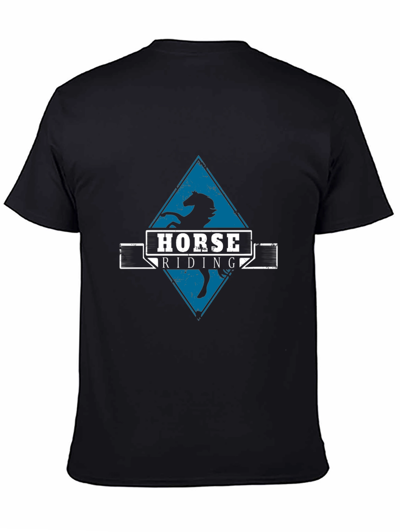 Black Horse Riding Graphic Tee - Black Cotton T-Shirt view 4