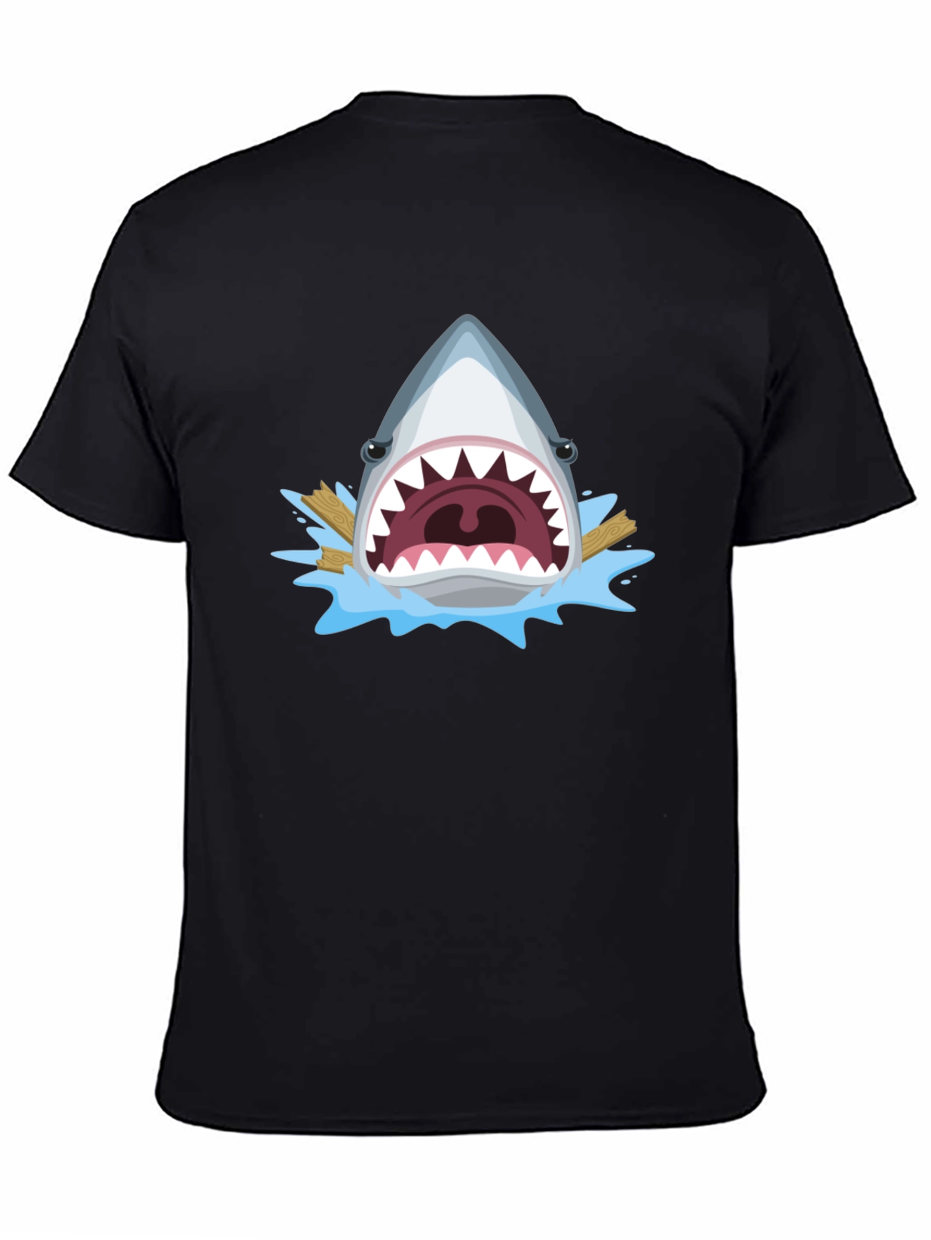 Black Shark Attack Graphic Tee - Men's Black T-Shirt view 4