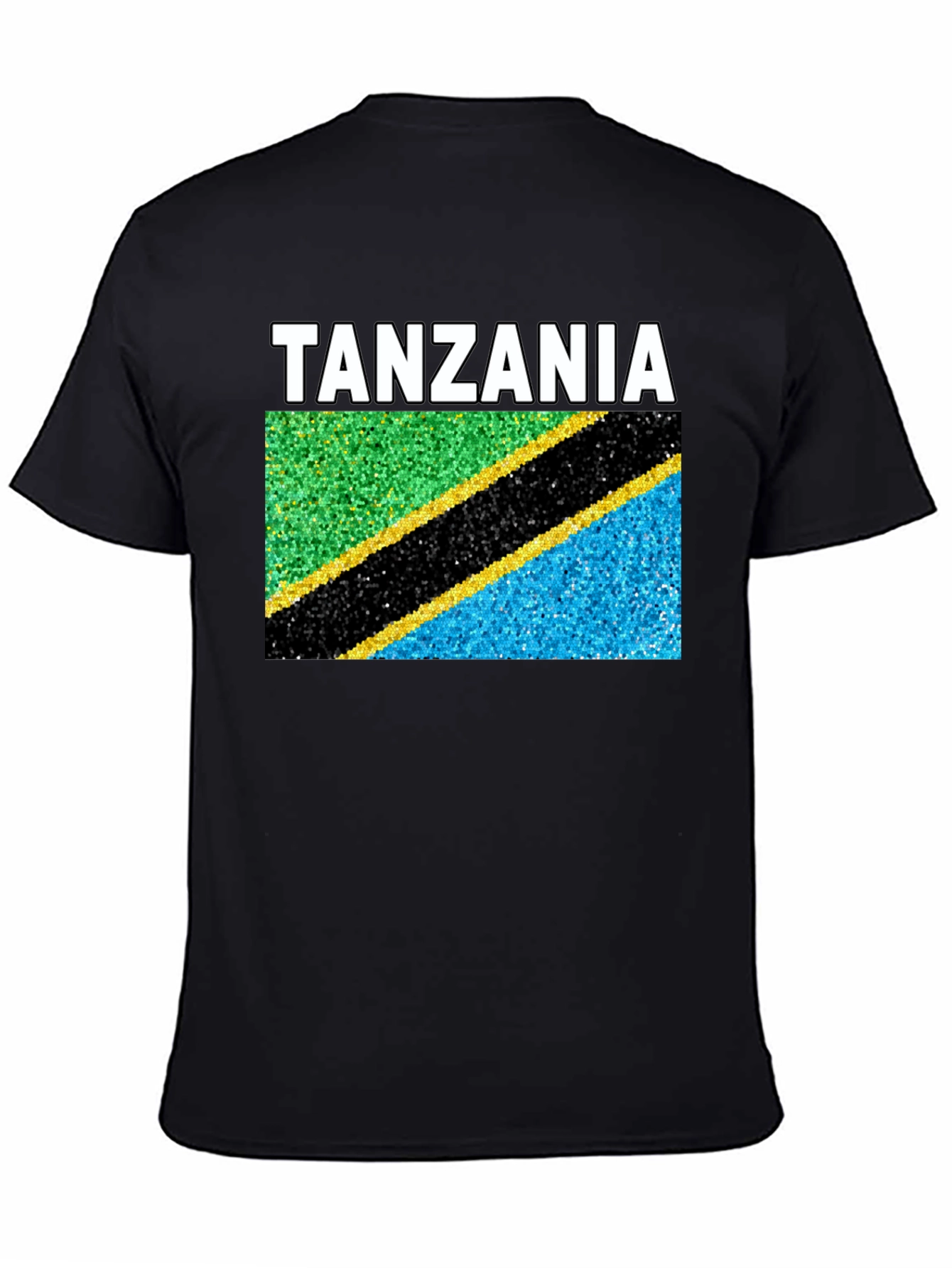 Black Tanzania Flag T-Shirt - Black Crew Neck Tee view 4