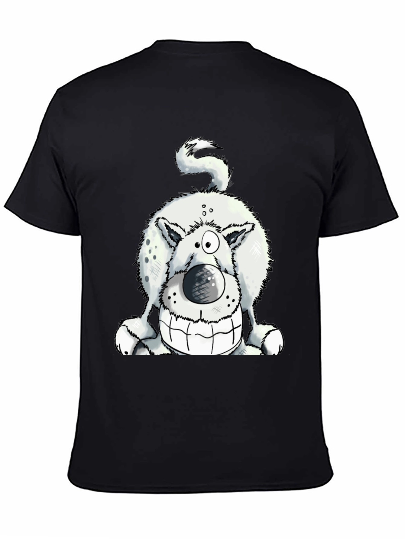 Black Funny Dog Graphic Tee - Black Cotton T-Shirt view 4