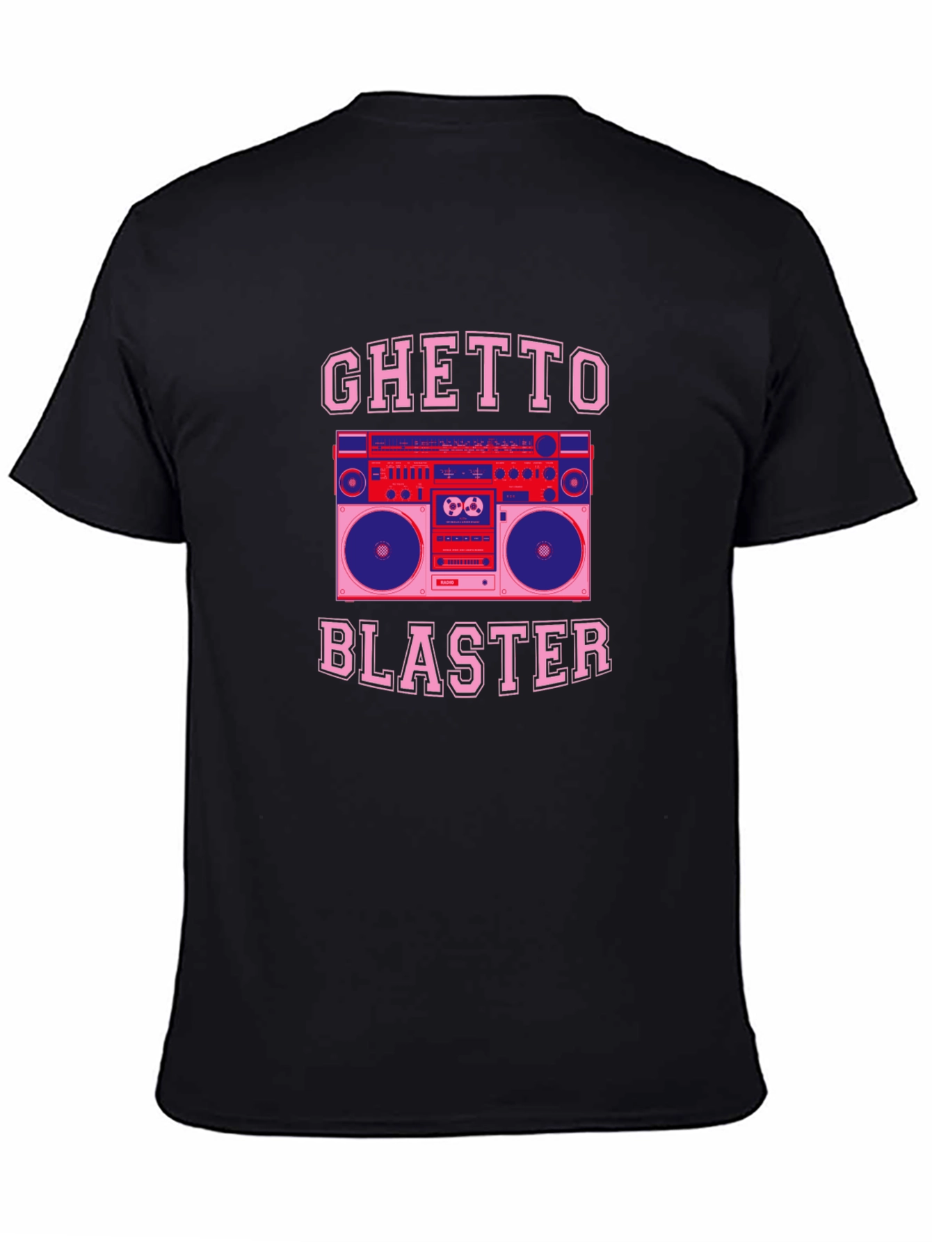 Black Ghetto Blaster Retro Boombox Graphic T-Shirt view 4