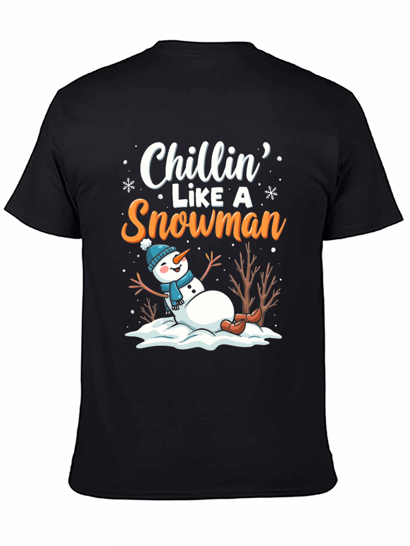 Black Chillin' Like a Snowman T-Shirt view 4
